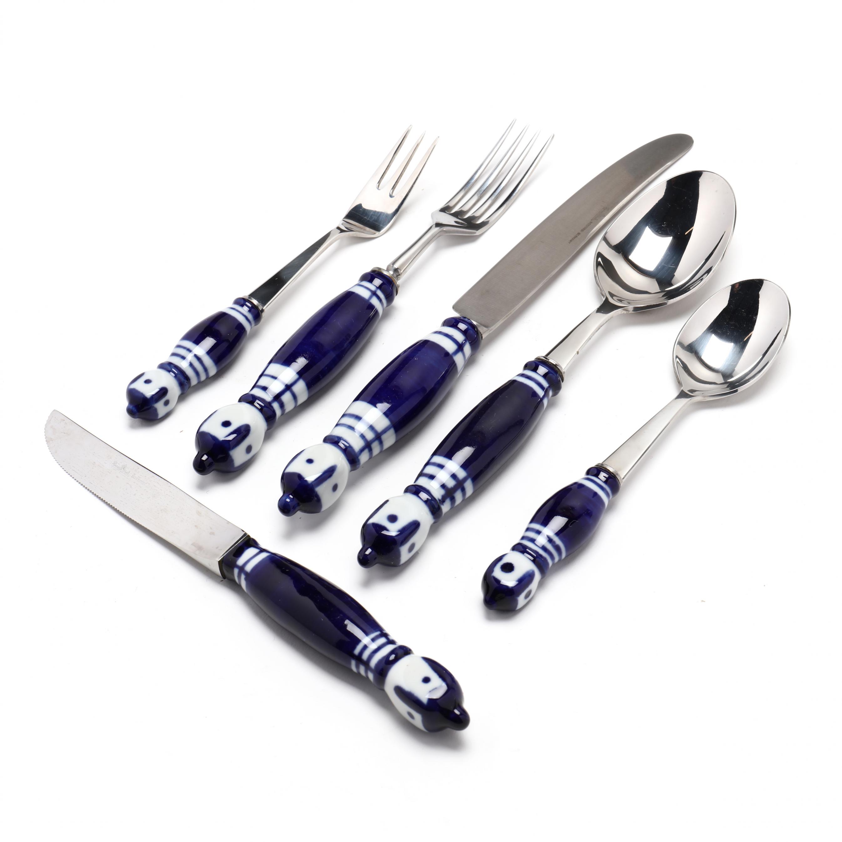 Bjørn Wiinblad (Danish, b.1918), (76) Piece Set of Grill Blue