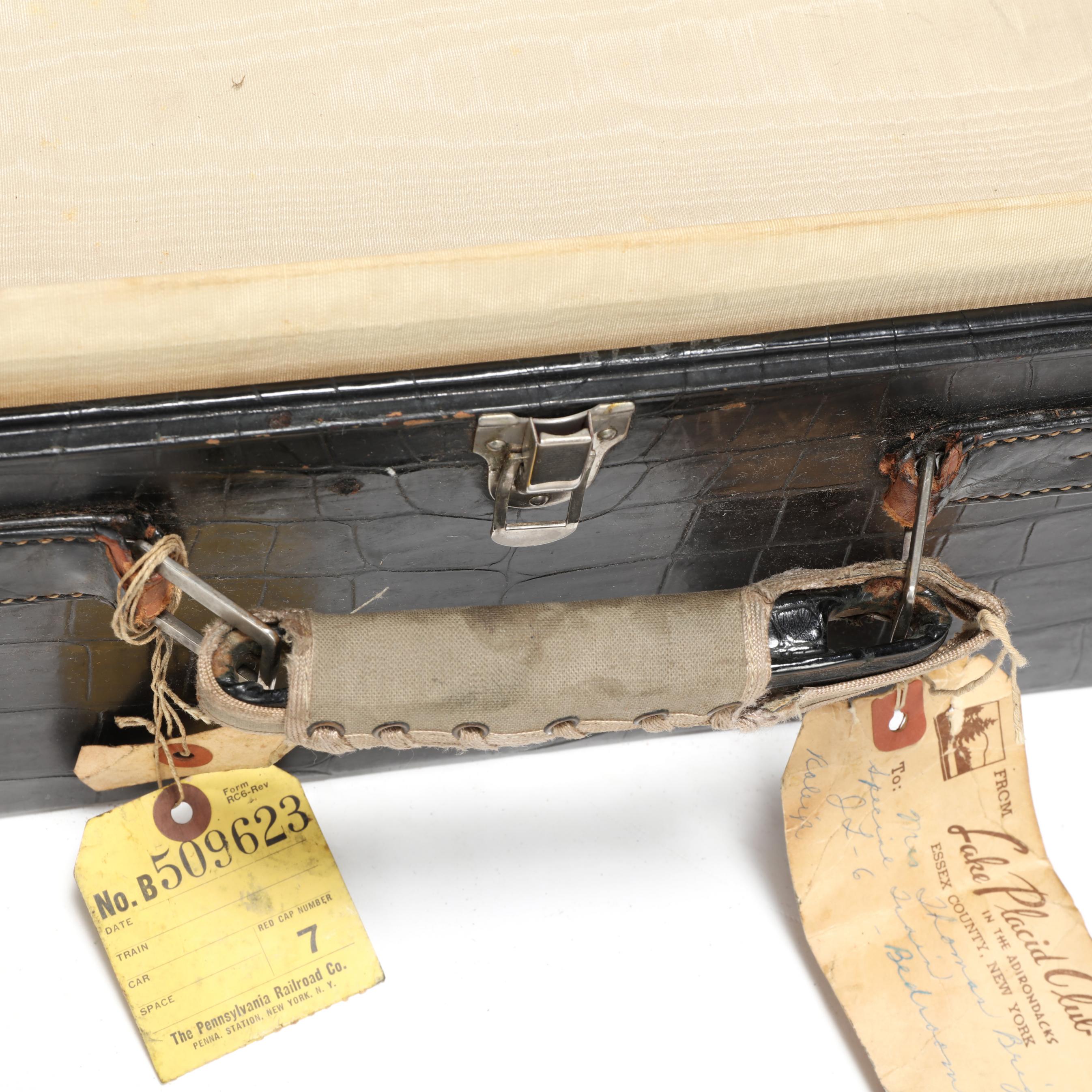 Vintage Black Crocodile Train Case, Mark Cross (Lot 1200 Vintage Black Crocodile Train Case, Mark Cross (Lot 1200