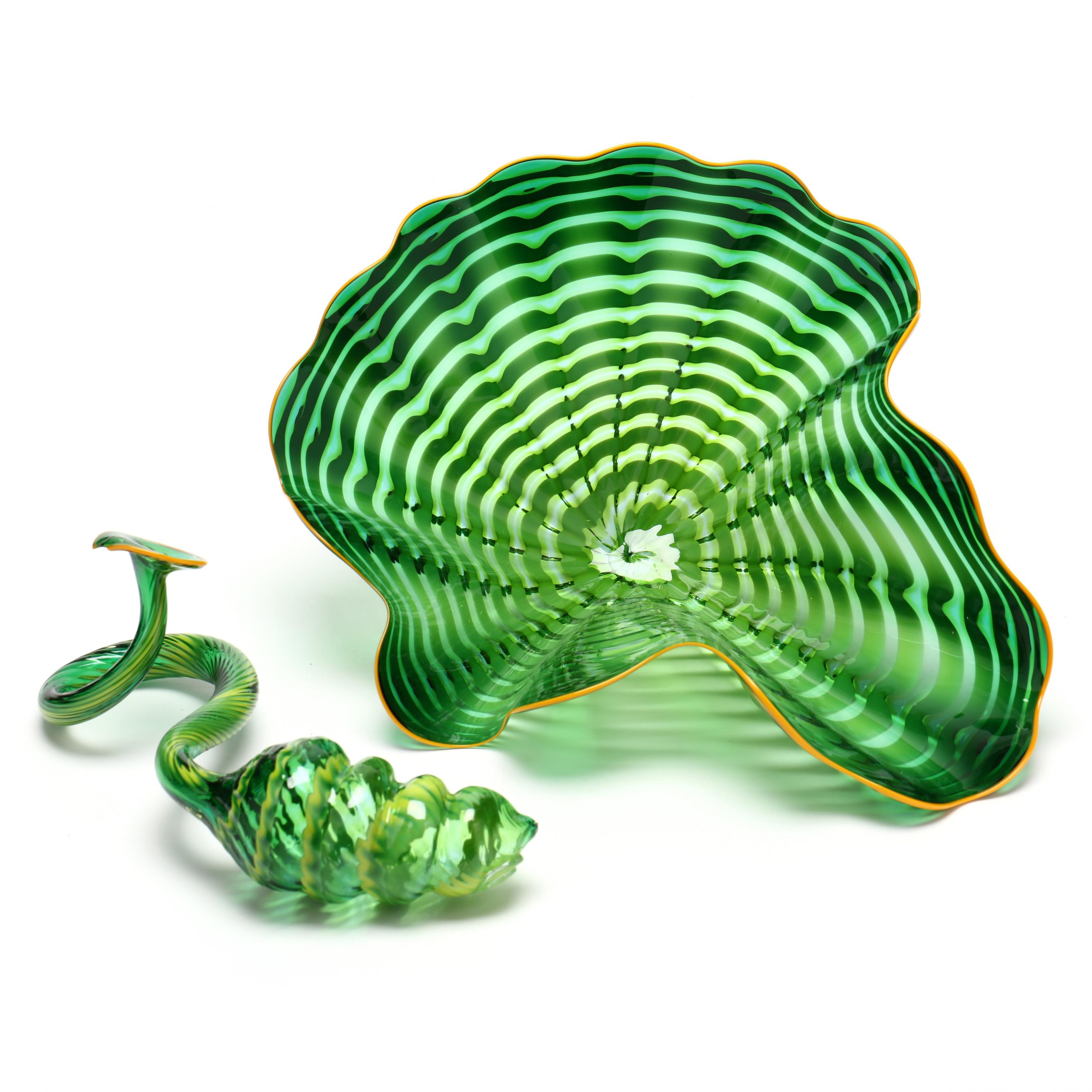 Dale Chihuly (American, b. 1941), Celtic Emerald Persians (Lot