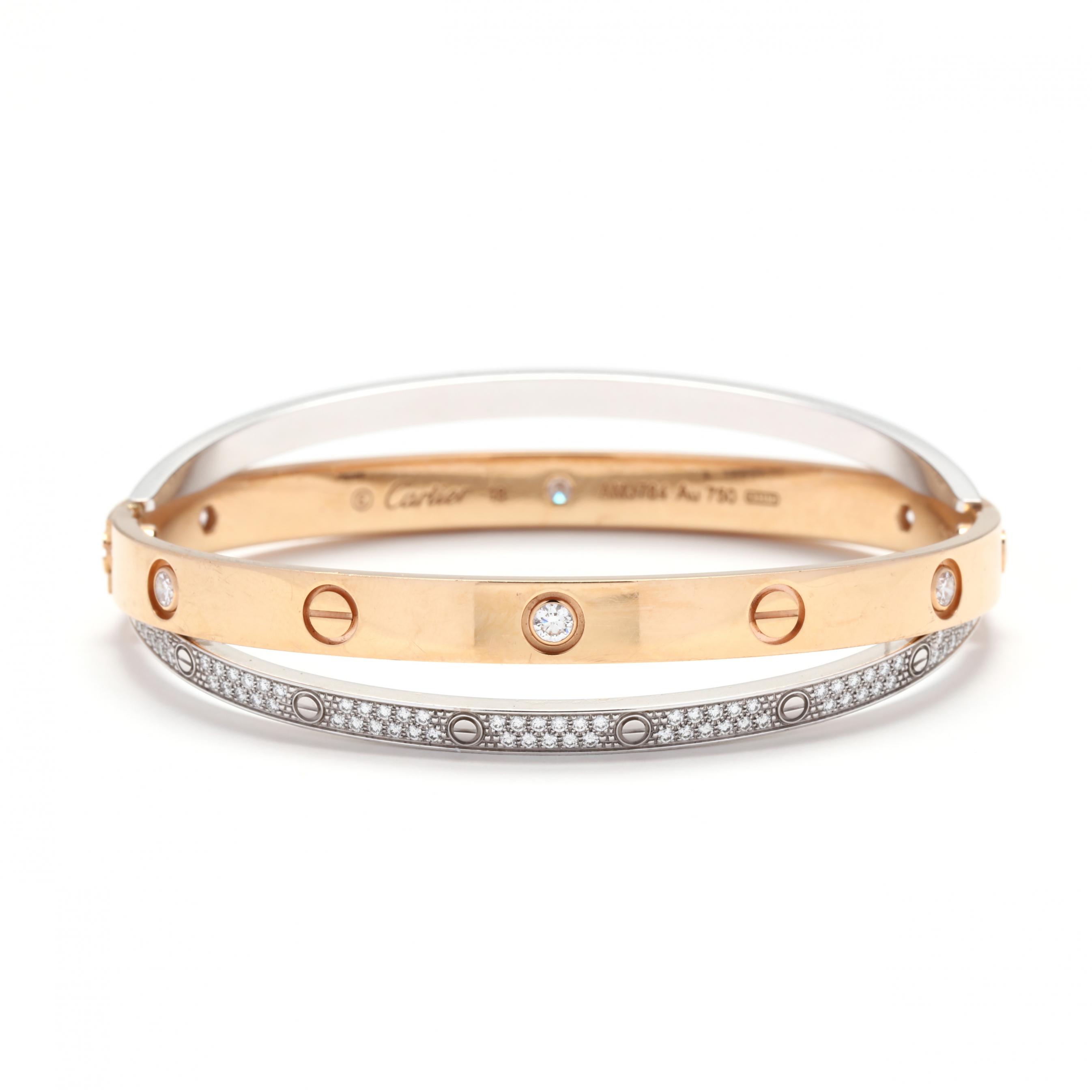 Cartier Love Rose & White Gold Diamond Bracelet Size 16 N6039116 | Rich  Diamonds