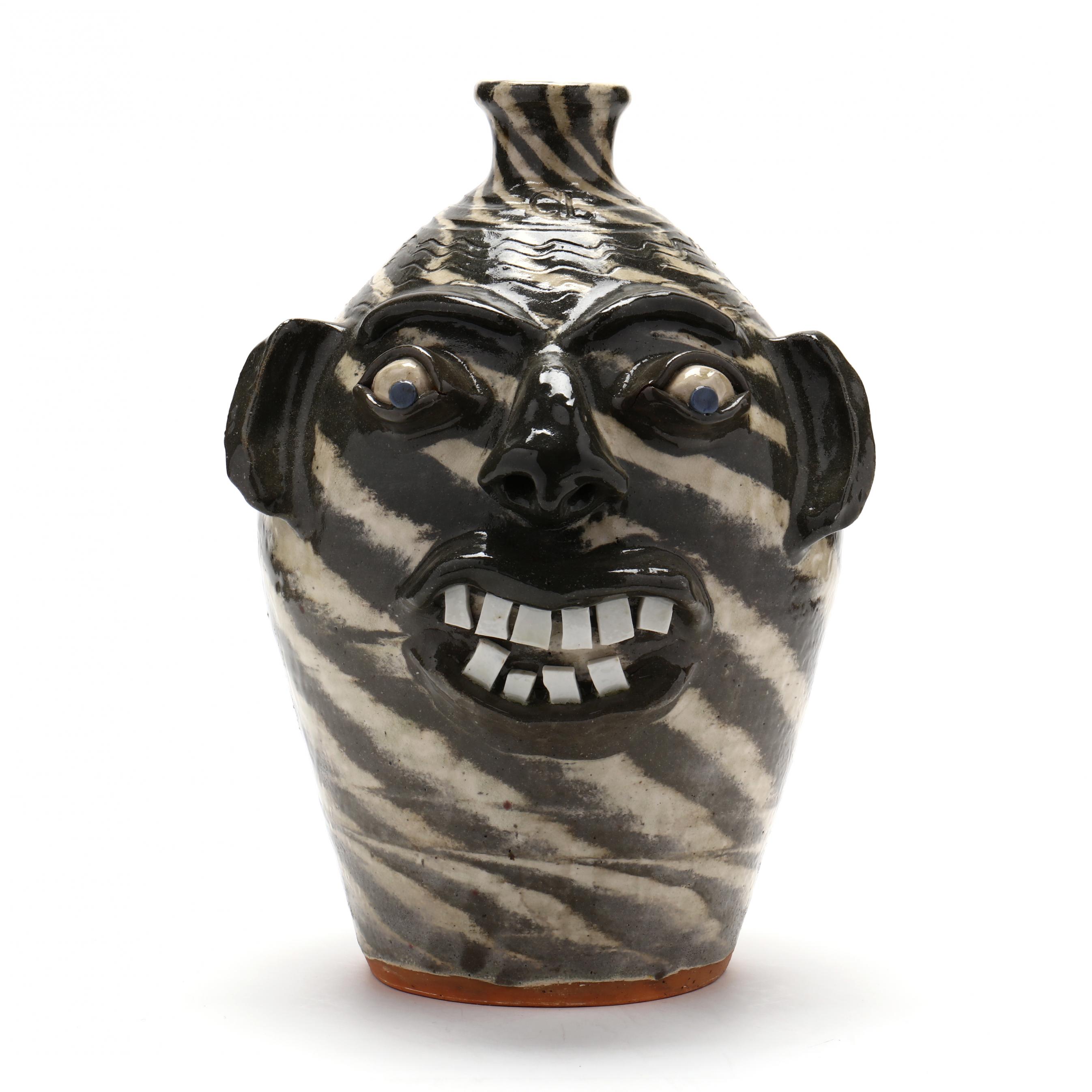 Swirl Clay Face Jug, Charles Lisk (Vale, NC, b. 1952) (Lot 4213