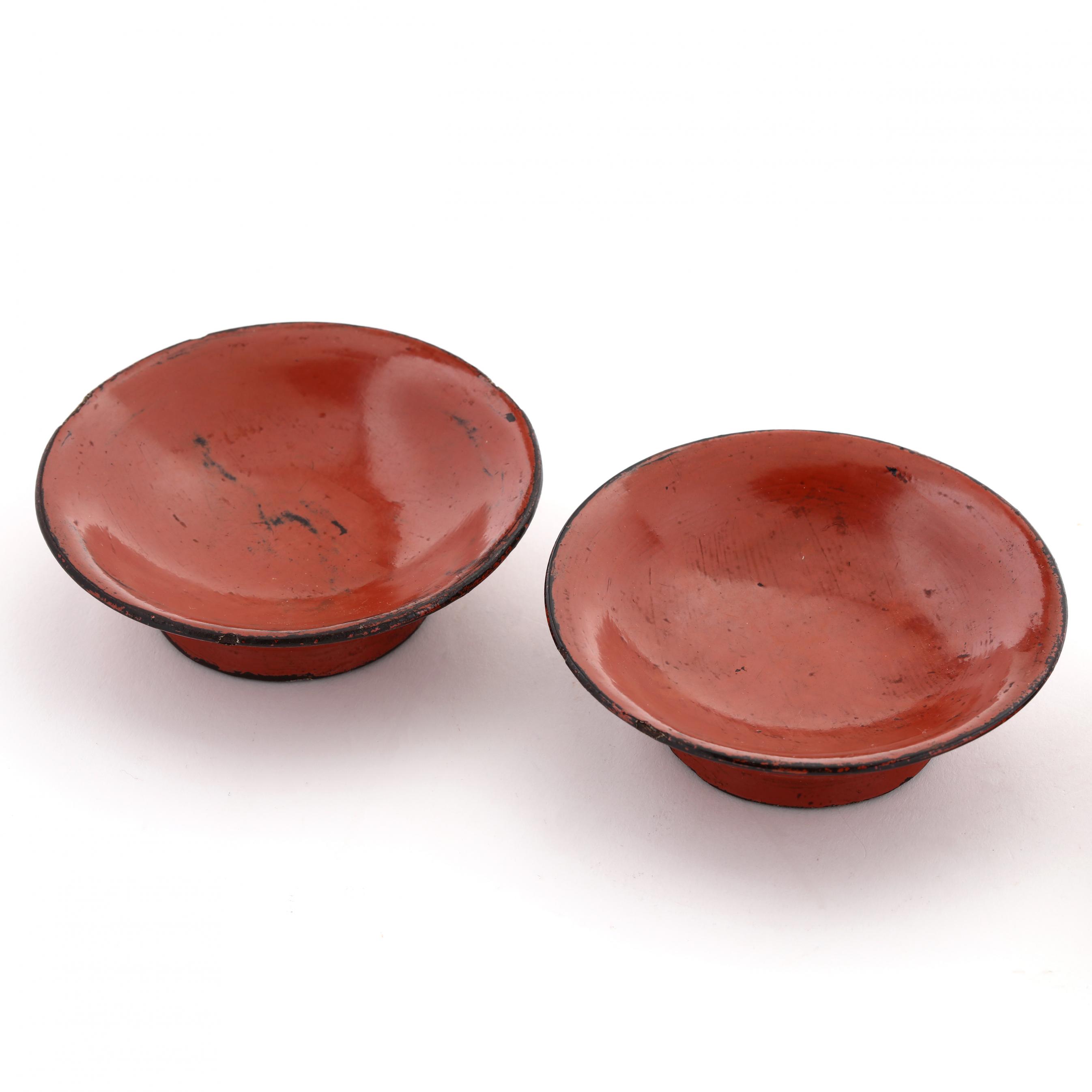 A Set of Five Japanese Red Lacquer Negoro Sake Cups (Lot 159 - The A Set of Five Japanese Red Lacquer Negoro Sake Cups (Lot 159 - The