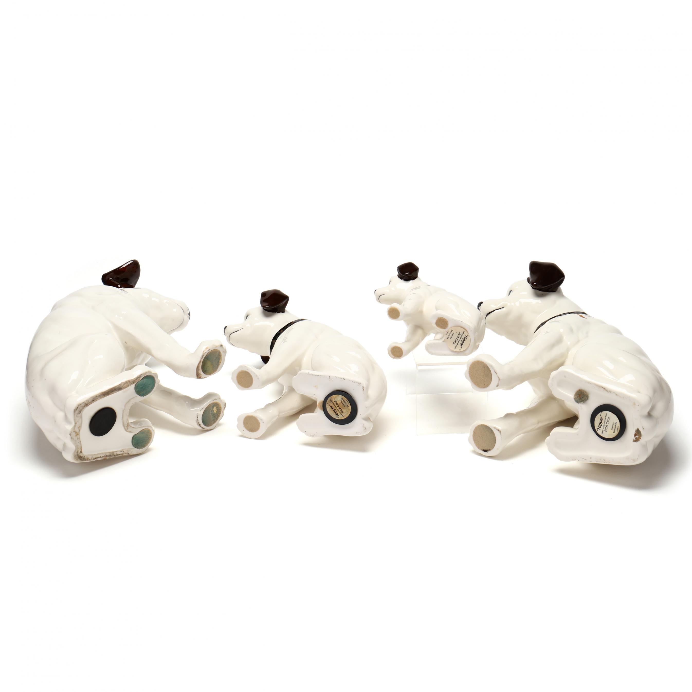 ディーラー様製　ベビー犬張子(白) Four RCA Victor Nipper Ceramic Dogs, Sarsaparilla (Lot 2375 - The
