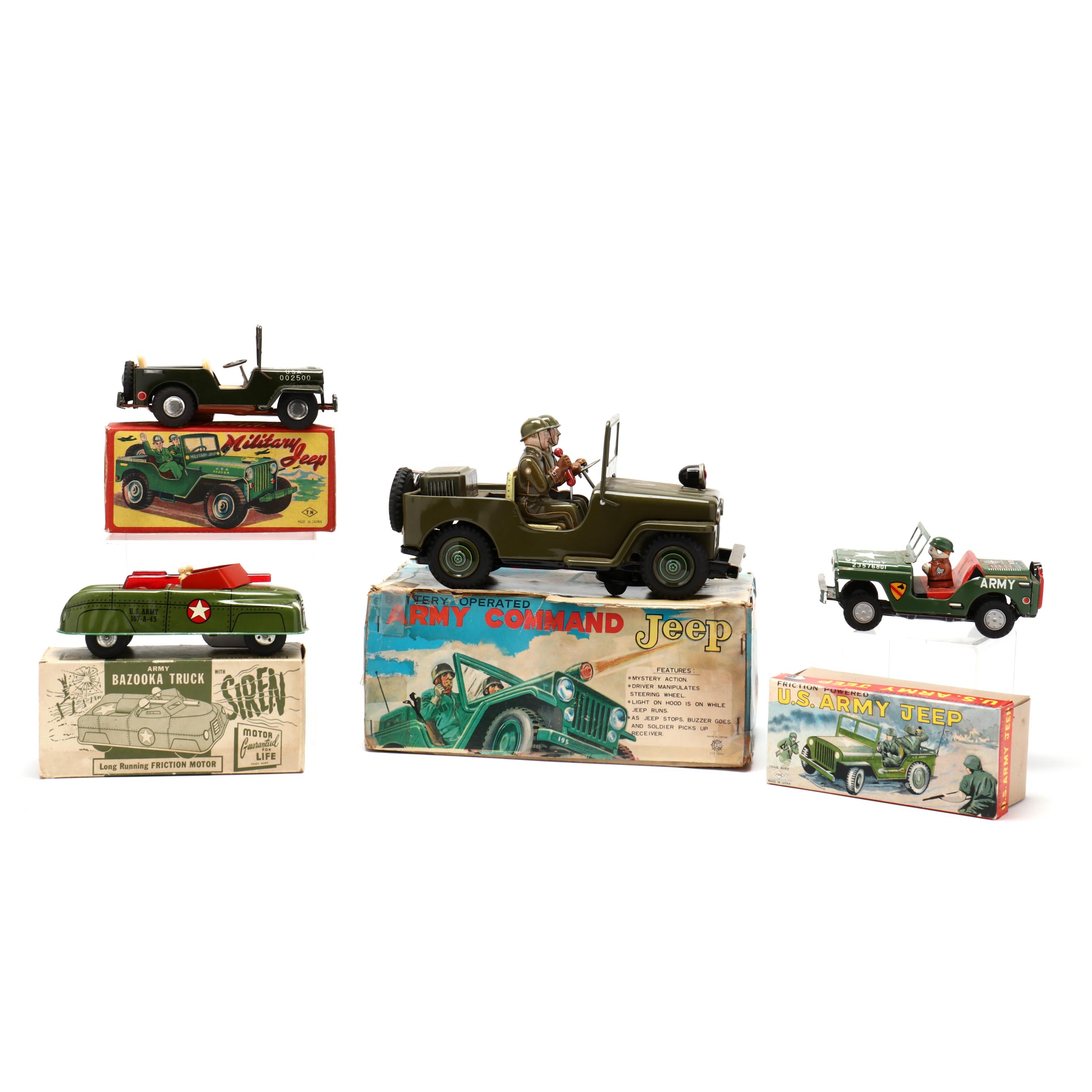 Four Vintage Tin Litho Army Vehicles (Lot 2420 - The Winter Estate