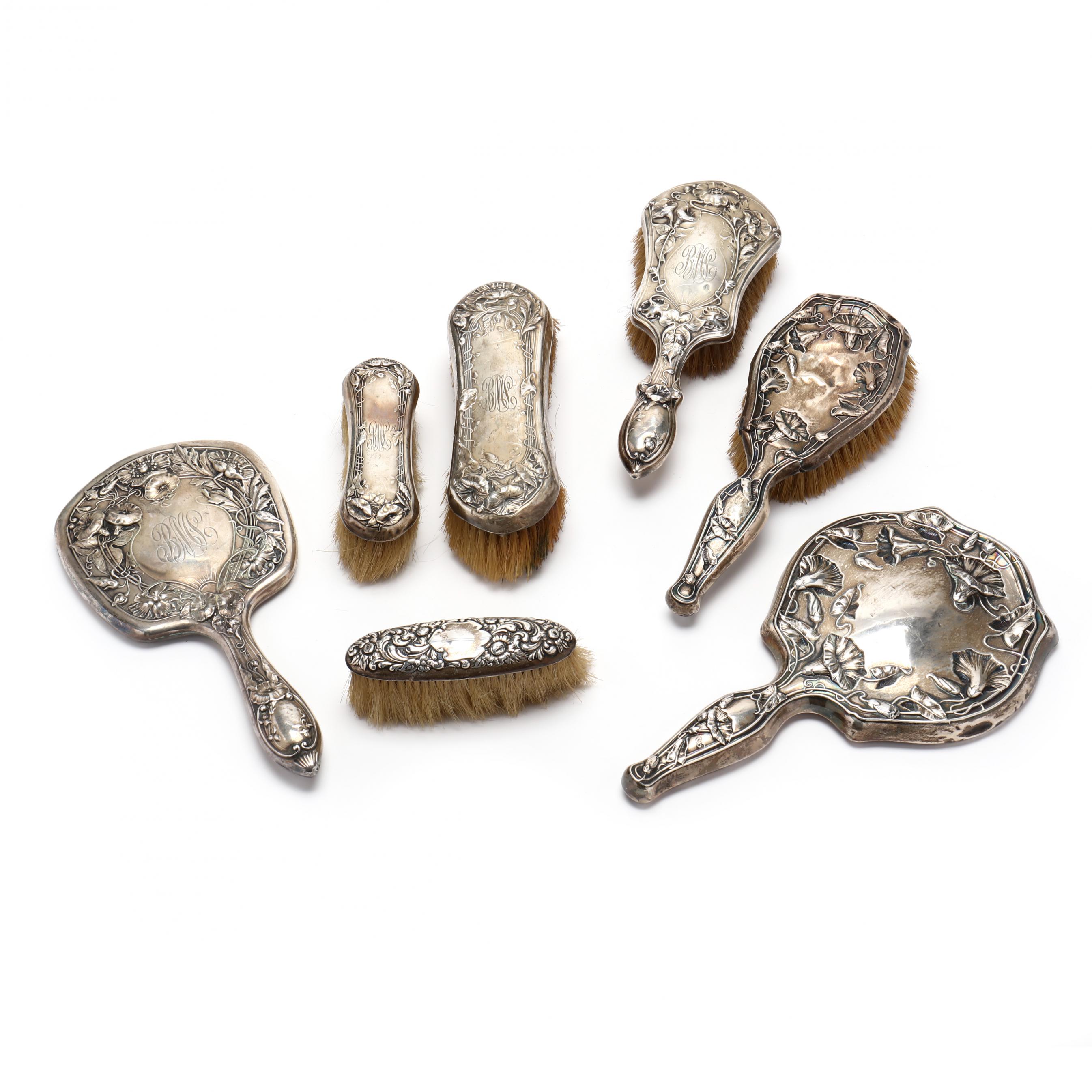An Assembled Art Nouveau Sterling Silver Vanity Set (Lot 2369 
