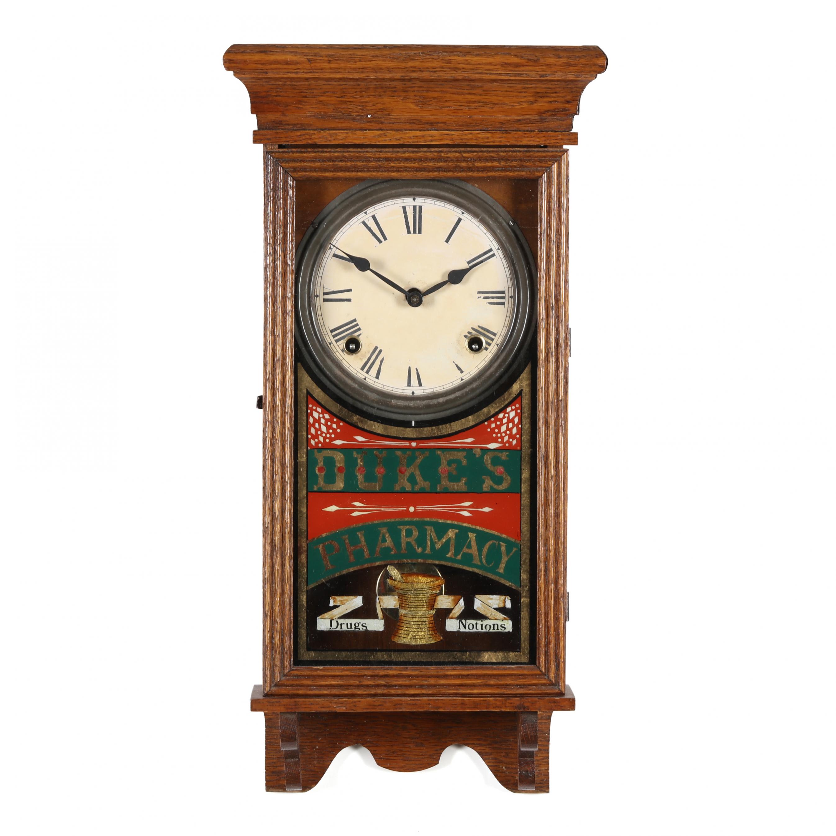 Sessions Advertising Wall Clock for Duke's Pharmacy (Lot 2169