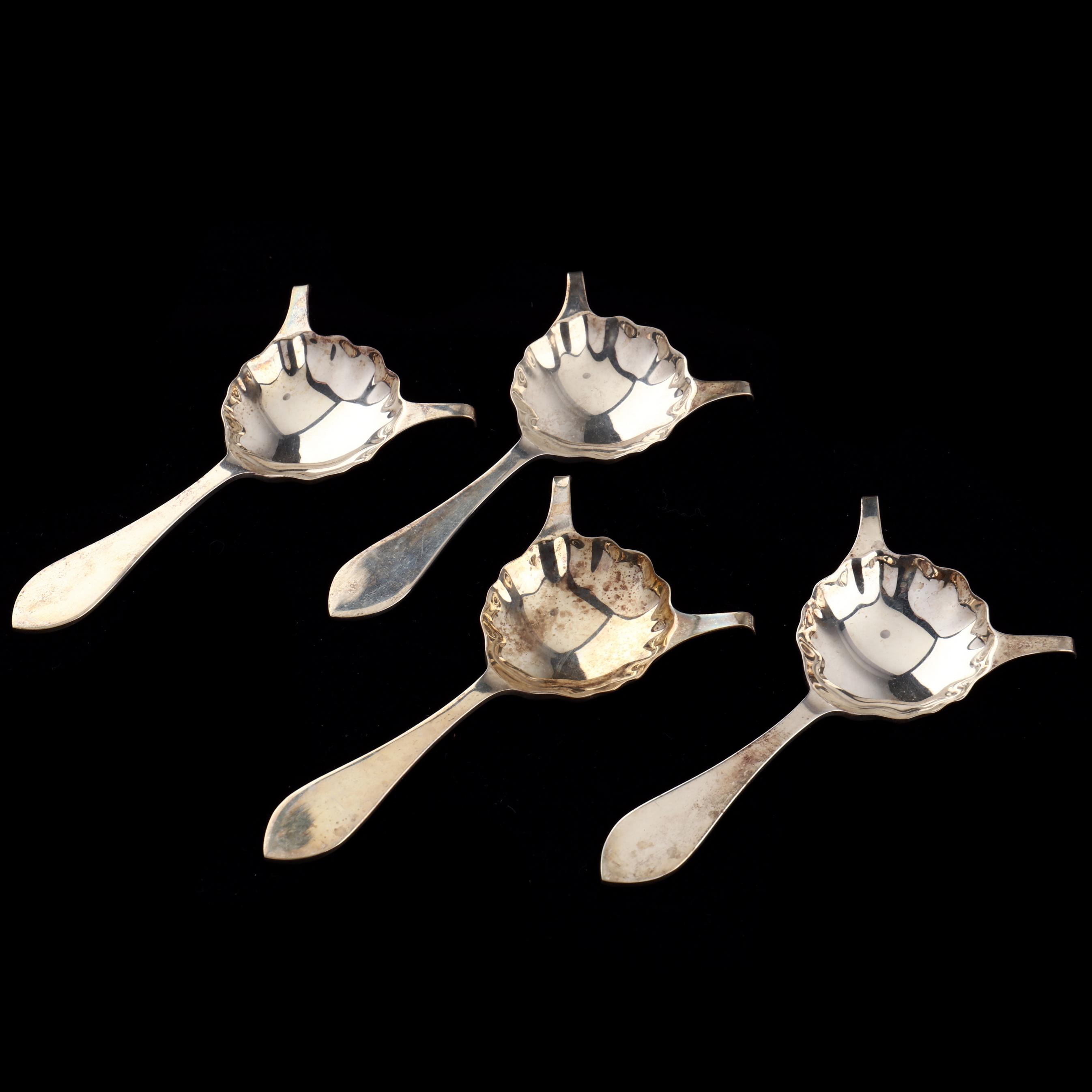 【Reed & Barton】純銀／スプーン４本「ハーレクイン」 Set of Four Reed & Barton Sterling Silver Café Royale Spoons (Lot