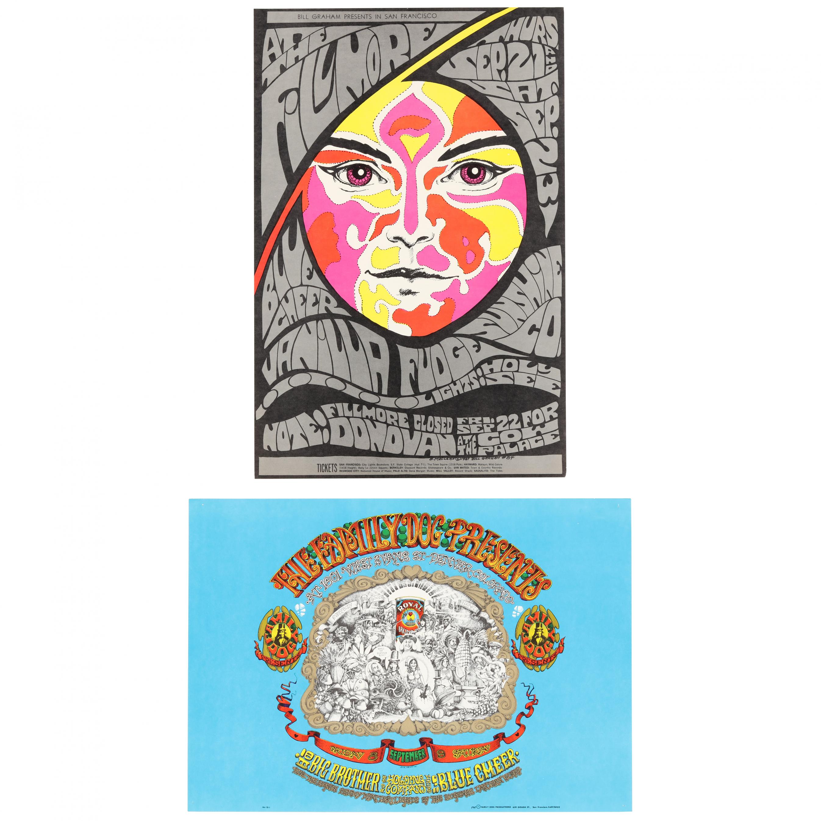 Two Concert Posters, Both Featuring Blue Cheer (1967, BG-84 and FD