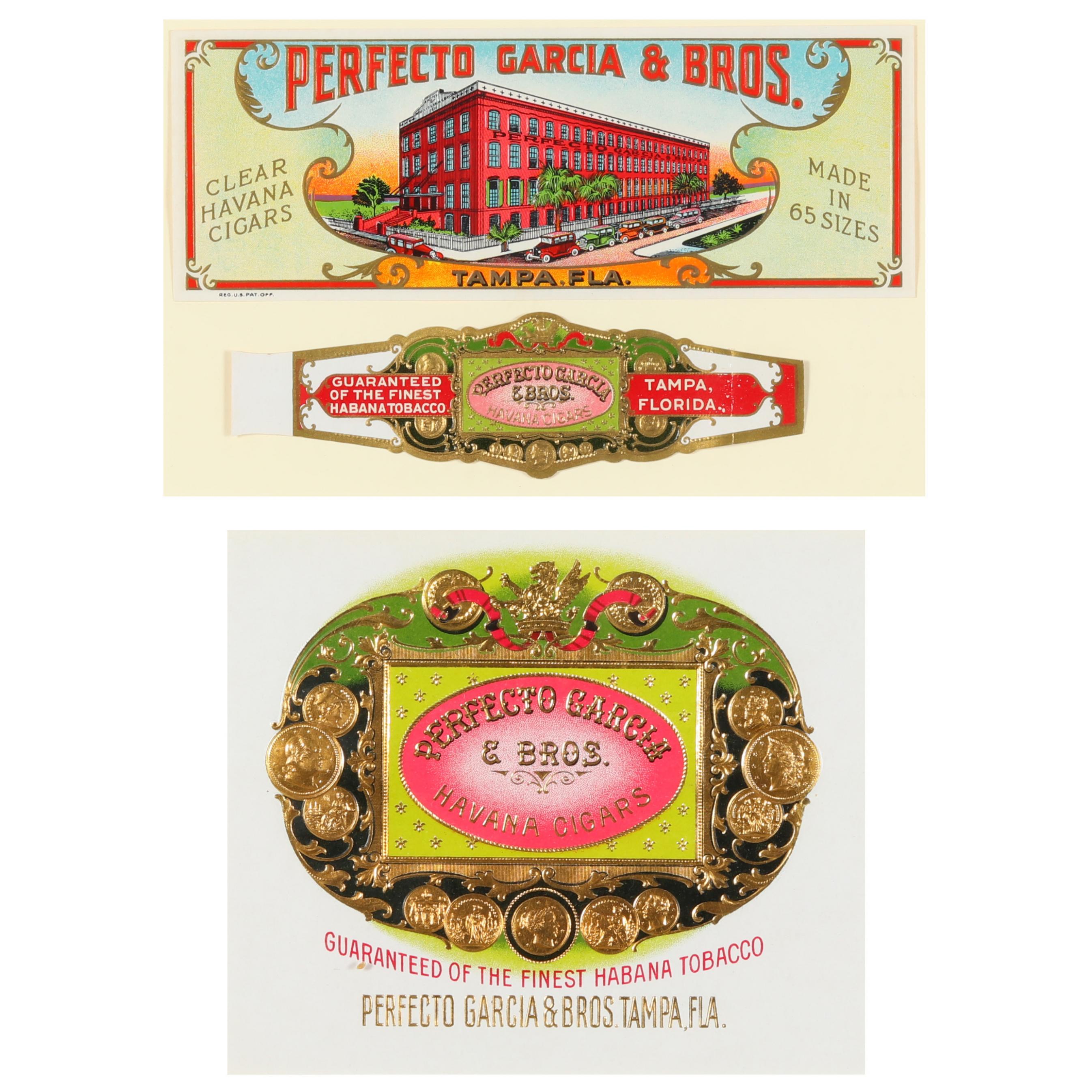 Three Perfecto Garcia & Bros. Cigar Labels (Lot 3101 - American