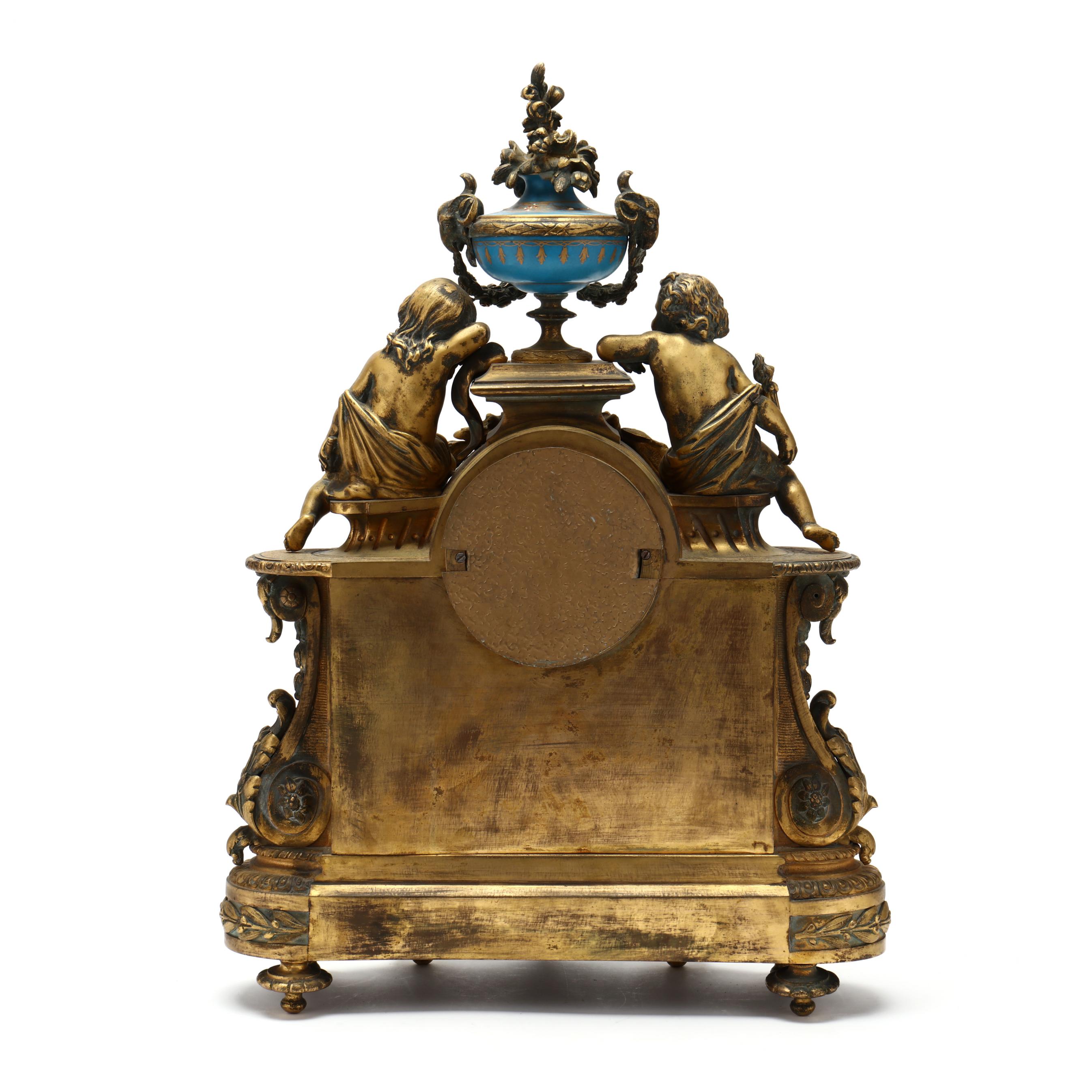 Antique Japy Frères French Ormolu and Porcelain Mantel Clock (Lot