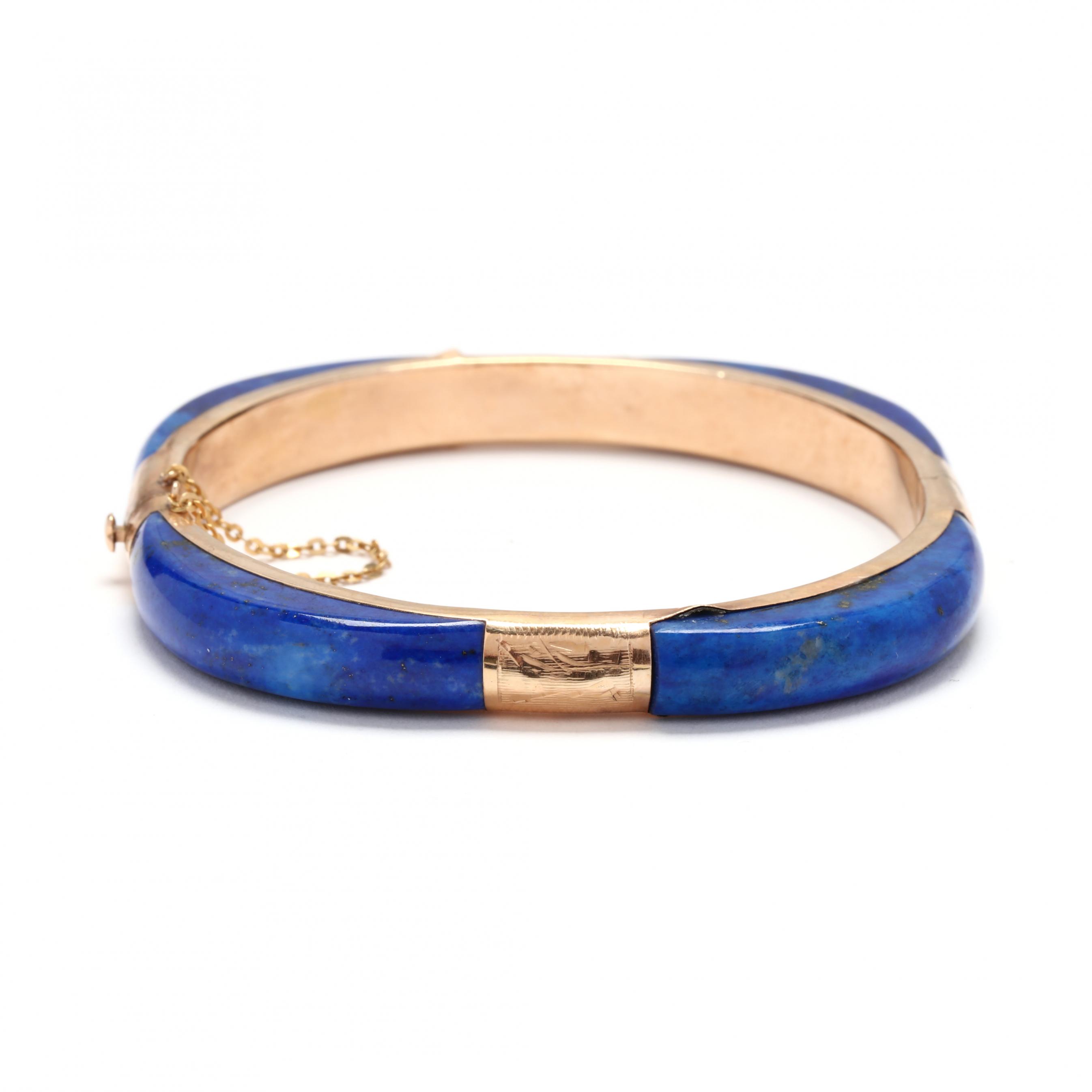 Gold and Lapis Lazuli Bangle Bracelet (Lot 1128 - Estate