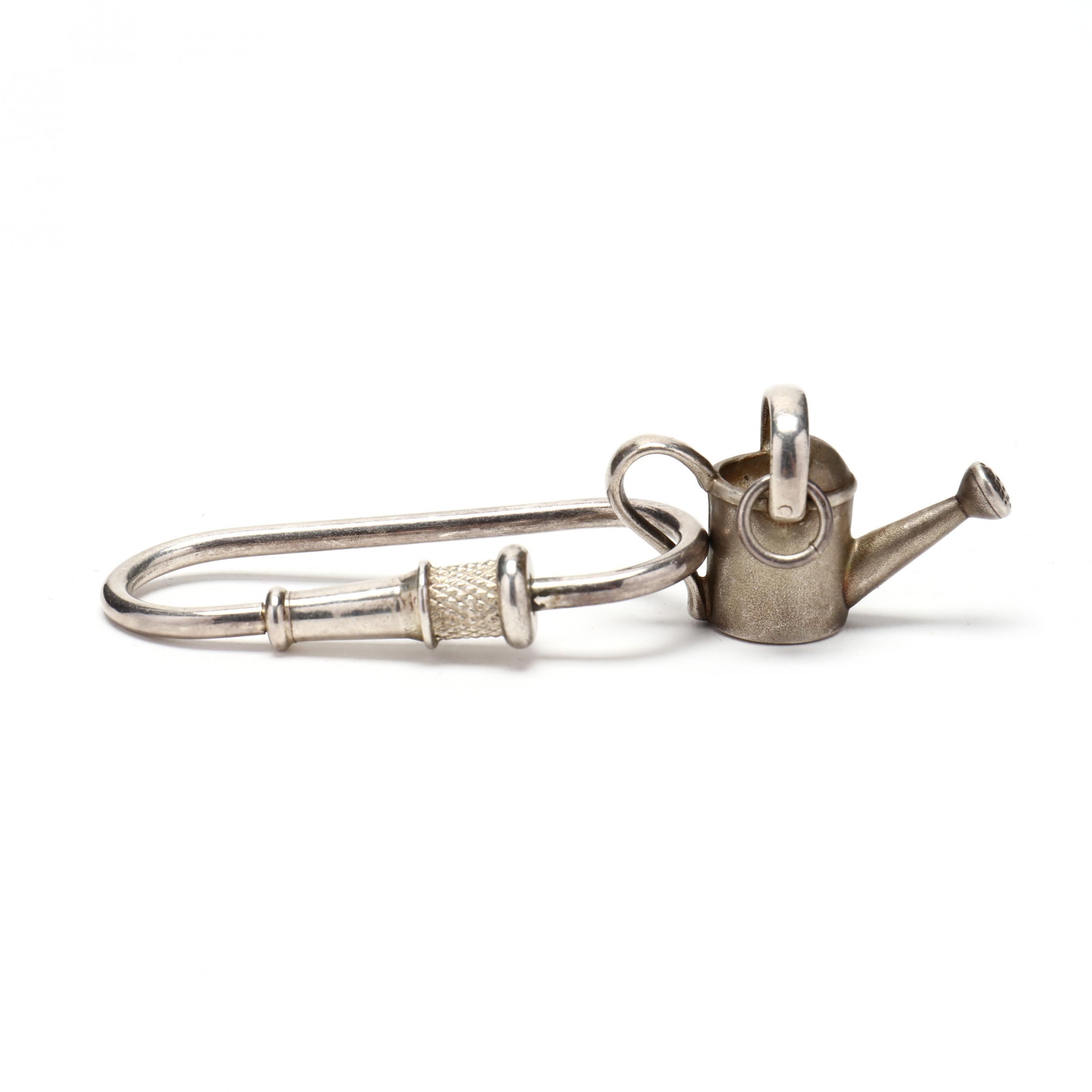 Tiffany & Co. Sterling Silver Watering Can Charm and Carabiner
