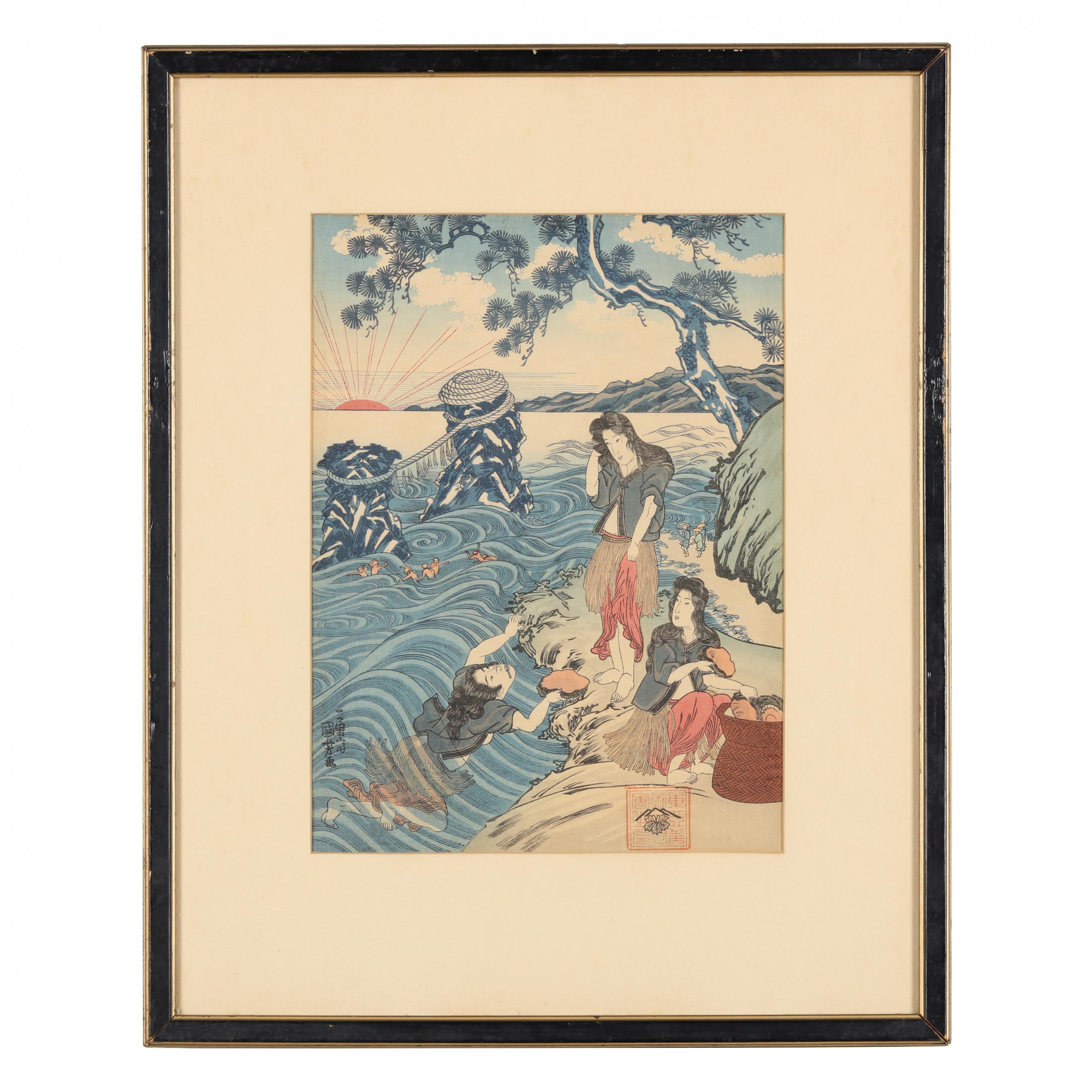 A Group of Later Japanese Woodblock Prints of Famous Edo