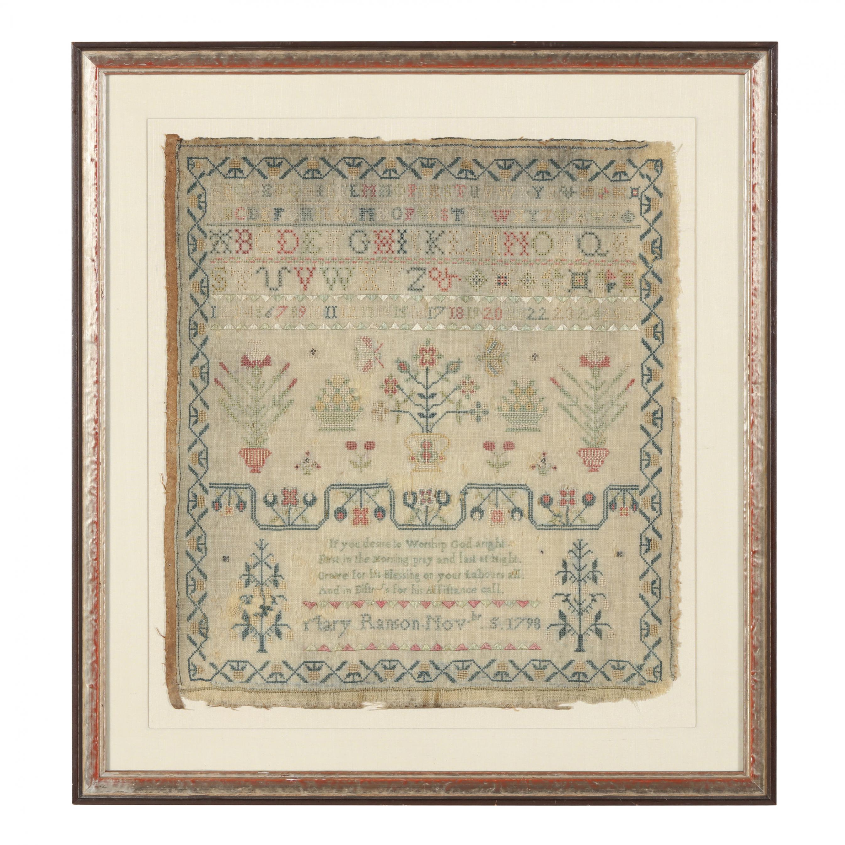Two Antique Framed Needlework Samplers, English (Lot 521 - The