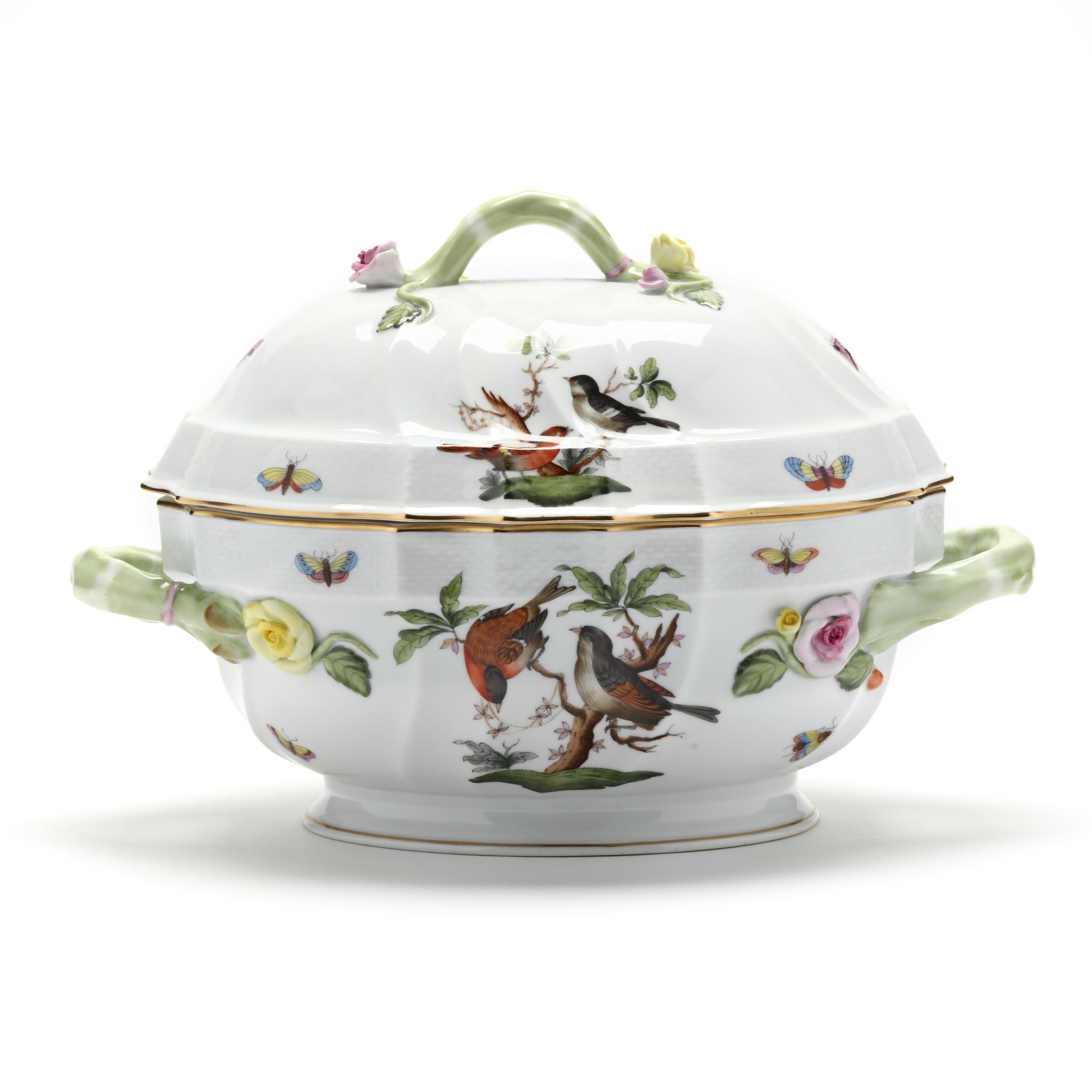 HEREND チューリン Herend Porcelain Rothschild Bird Covered Tureen (Lot 1254