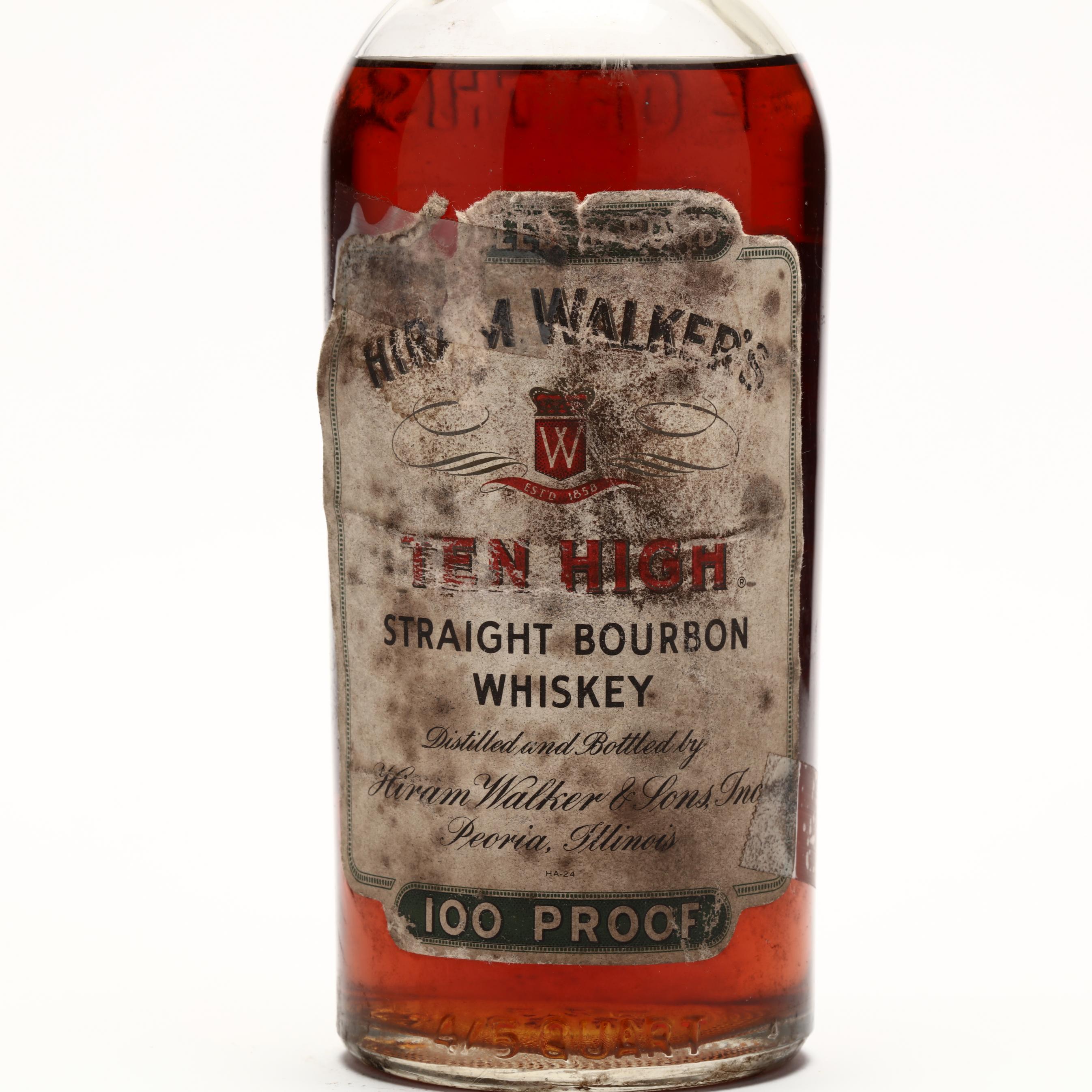 ウイスキー Hiram Walker's Ten High Ten 10 Years Old Sold at auction Hiram Walker Ten High Ten Bourbon 10 Years