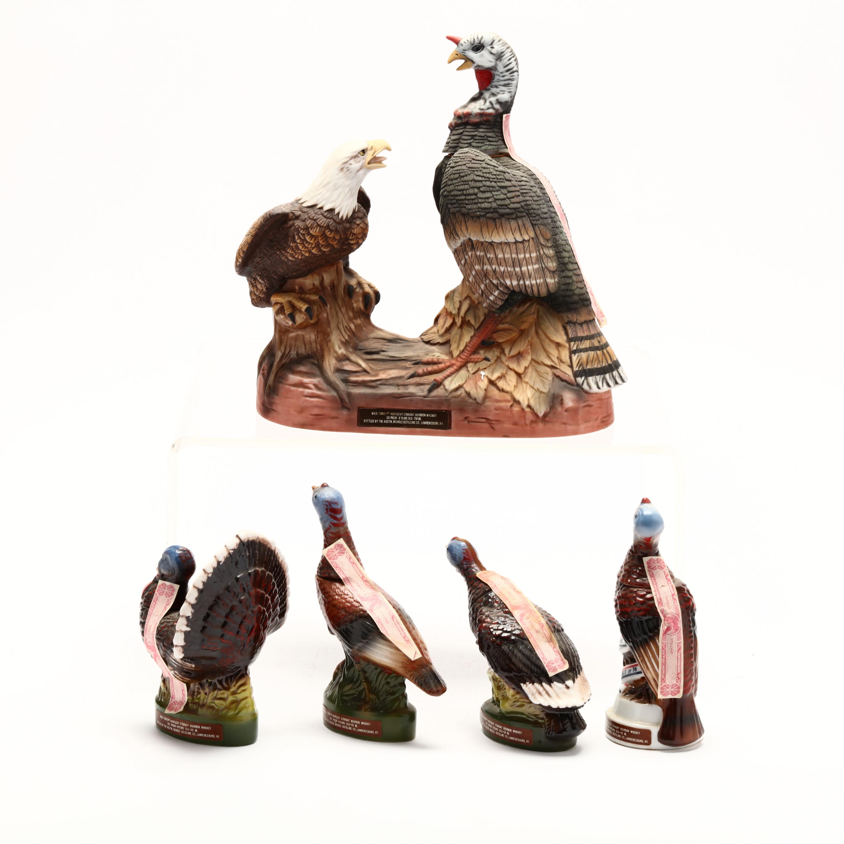 Wild Turkey Bourbon Whiskey in Porcelain Decanter & Mini-Decanters