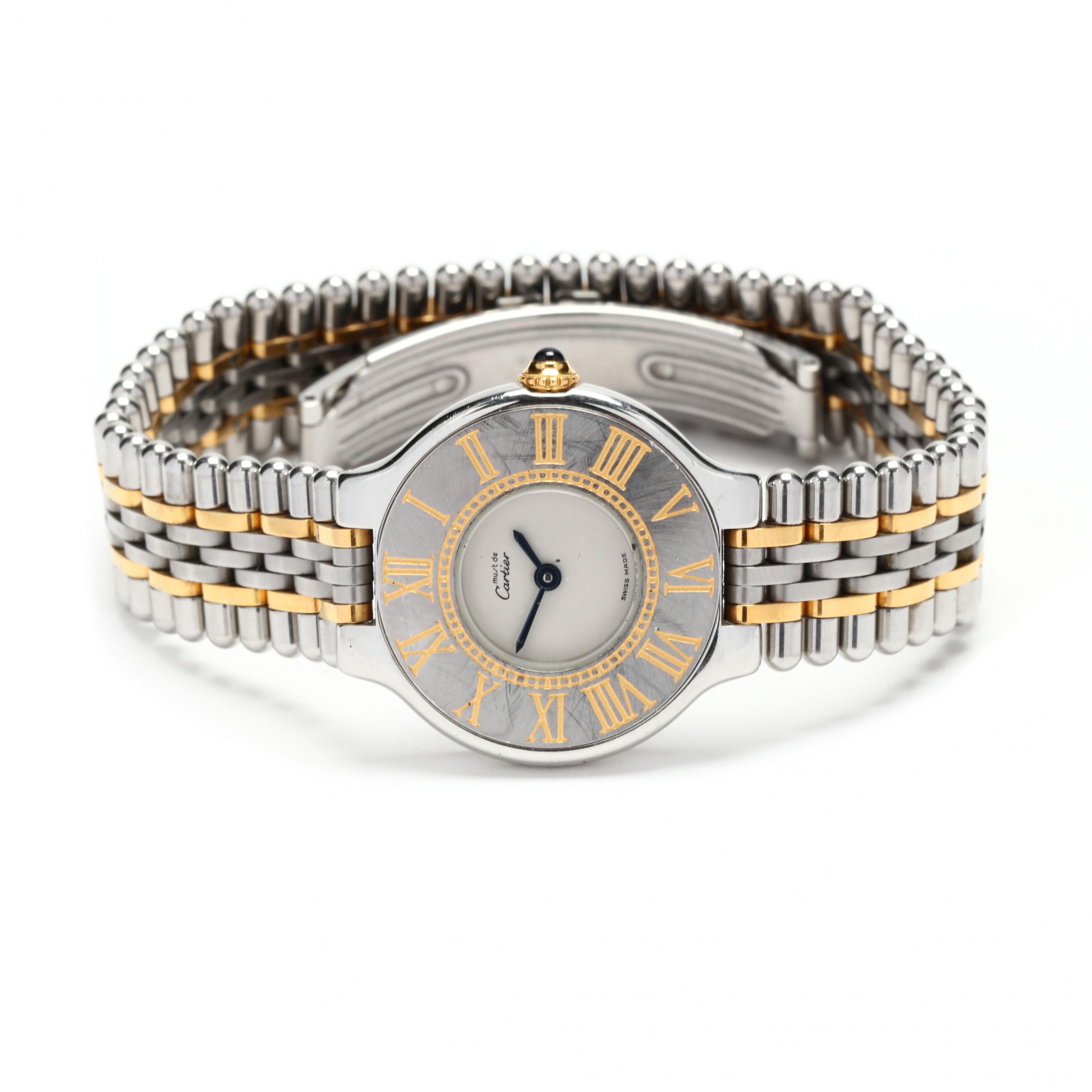 Two-Tone Stainless Steel Must 21 Watch, Must de Cartier (Lot 1192