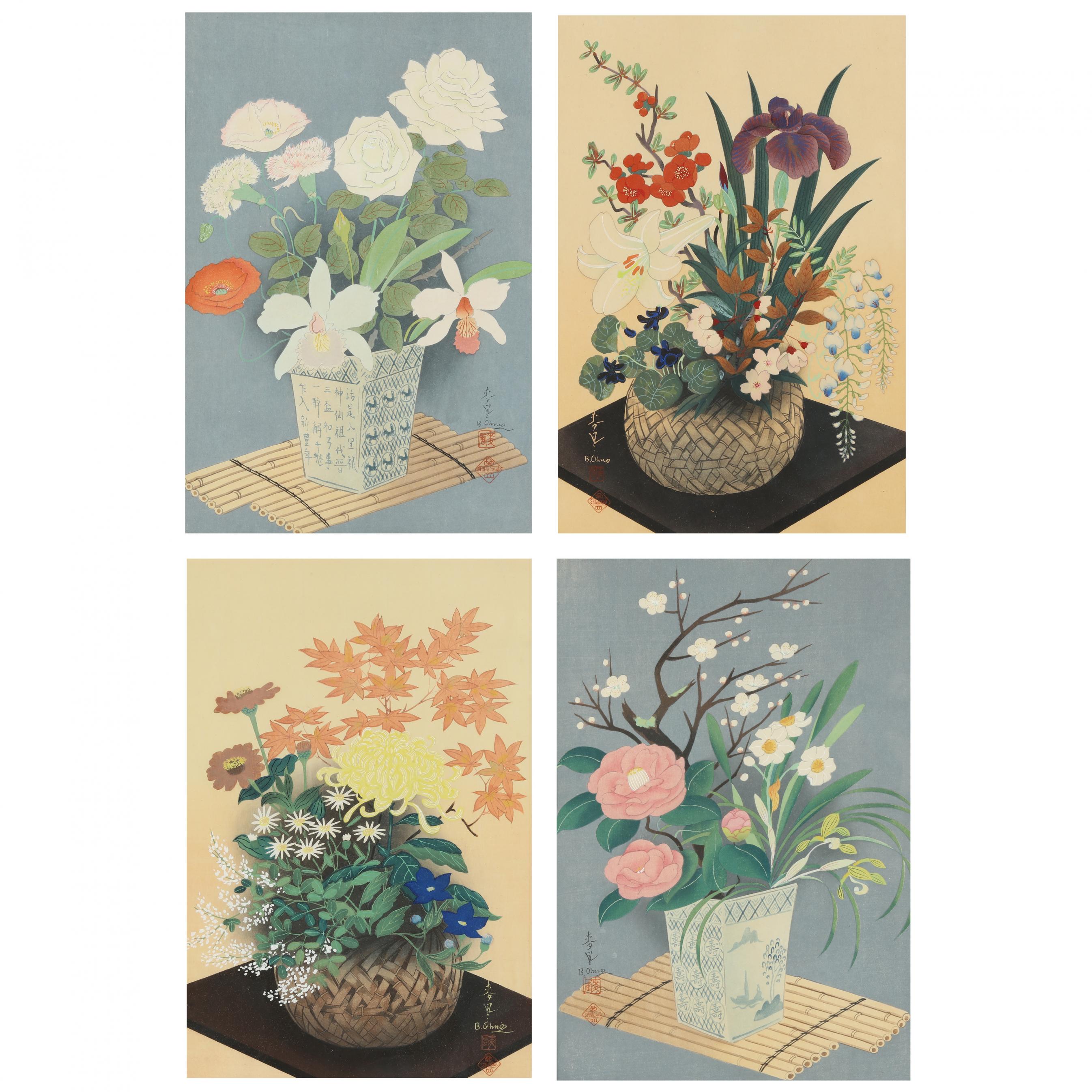 Bakufu Ohno (Japanese, 1888-1976), Flowers of the Four Seasons
