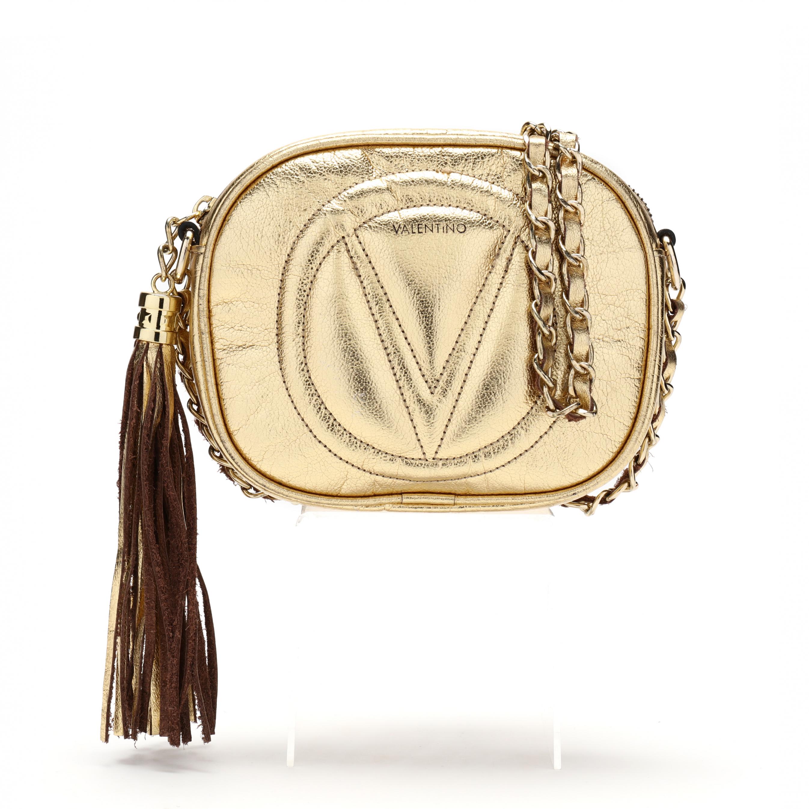 Valentino by Mario Valentino S.P.A Black & Gold Leather goldtone