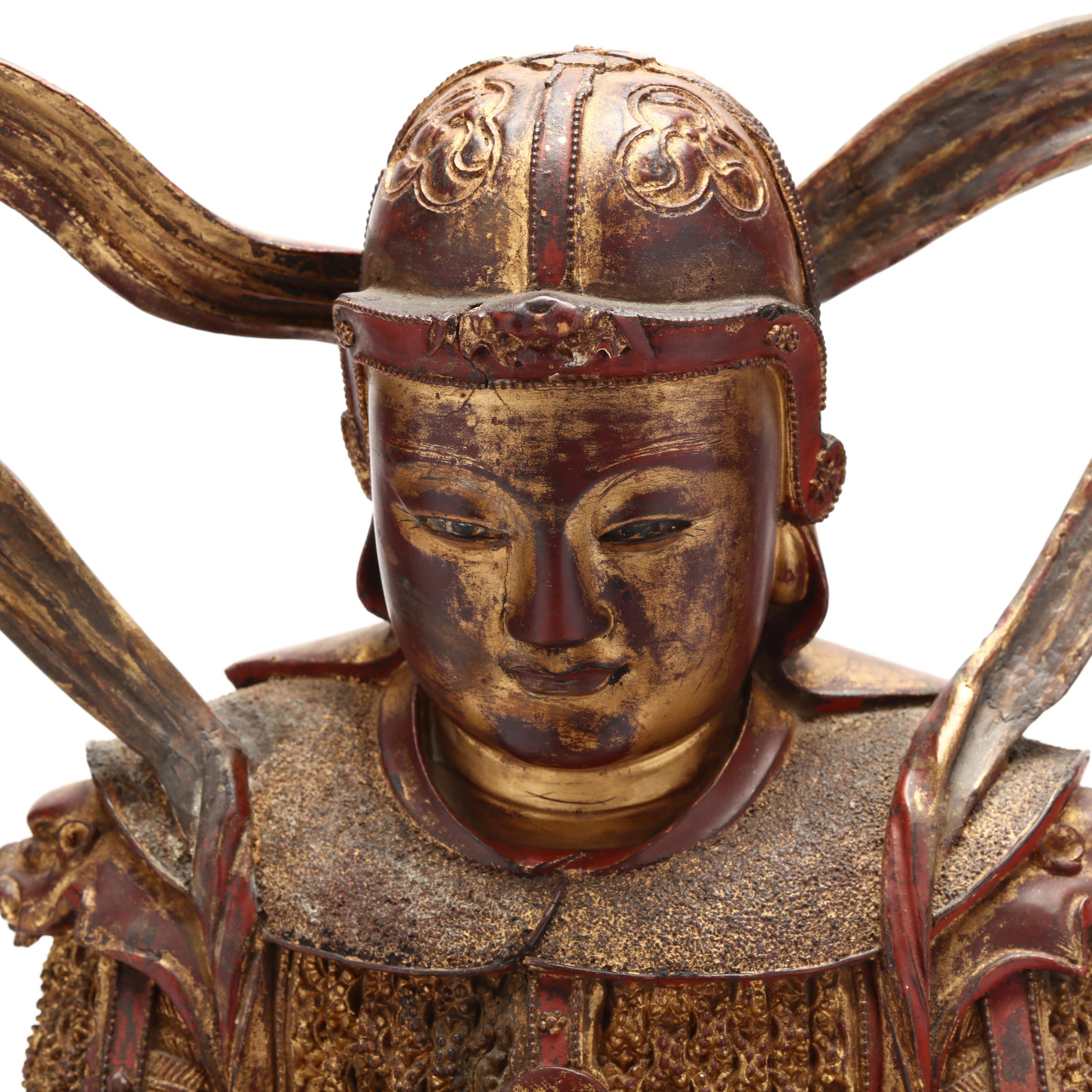 A Very Fine Chinese Gilt Wood Sculpture of Weituo (Lot 69