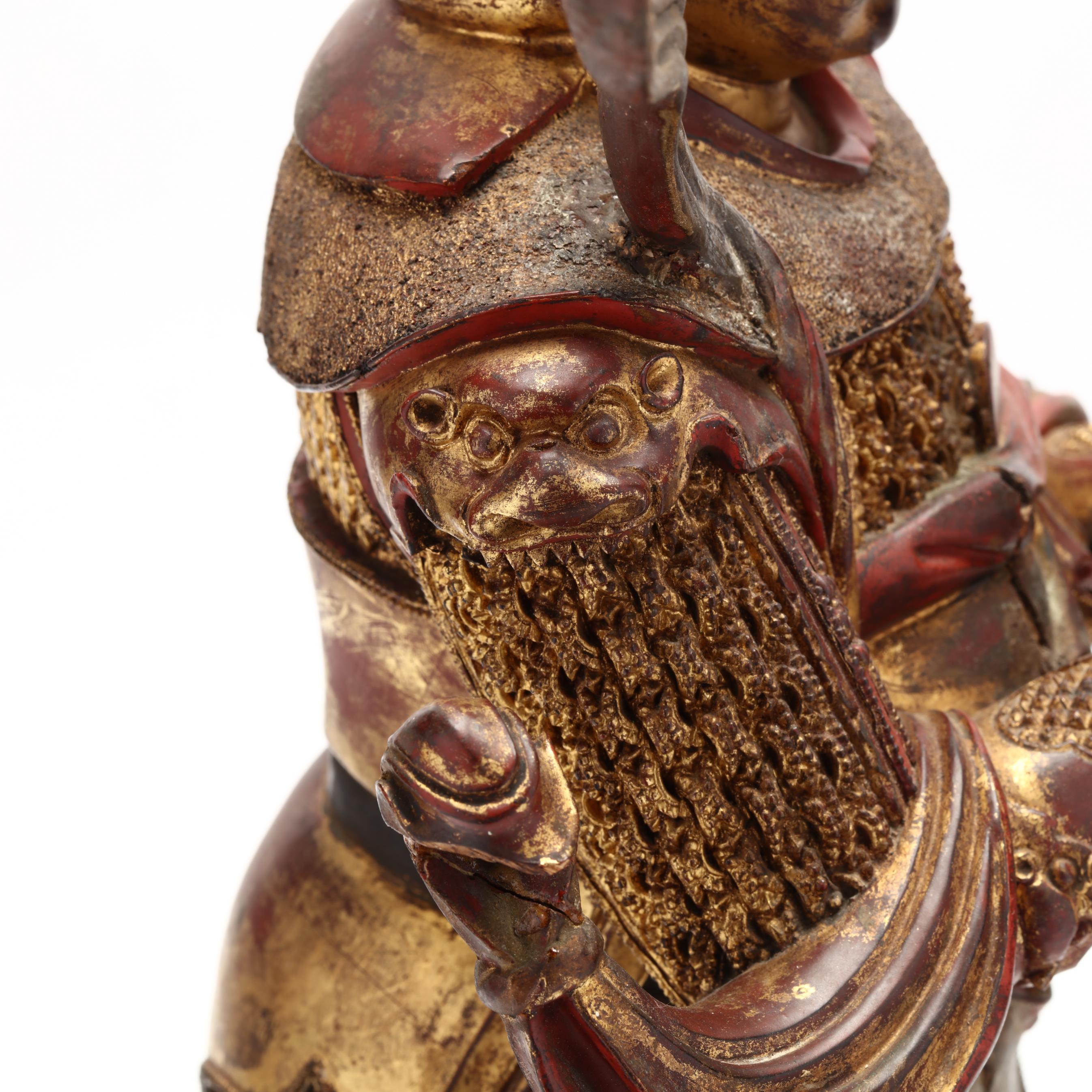 工芸品 woo A Very Fine Chinese Gilt Wood Sculpture of Weituo (Lot 69