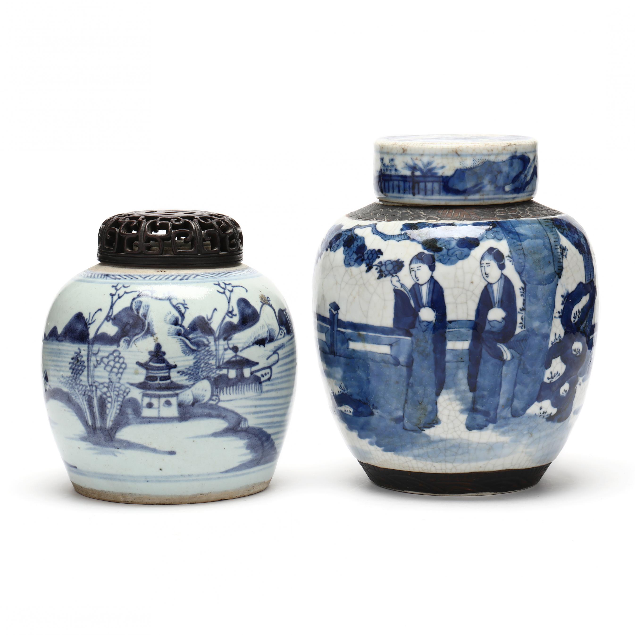 Two Chinese Blue and White Porcelain Ginger Jars (Lot 15 - October