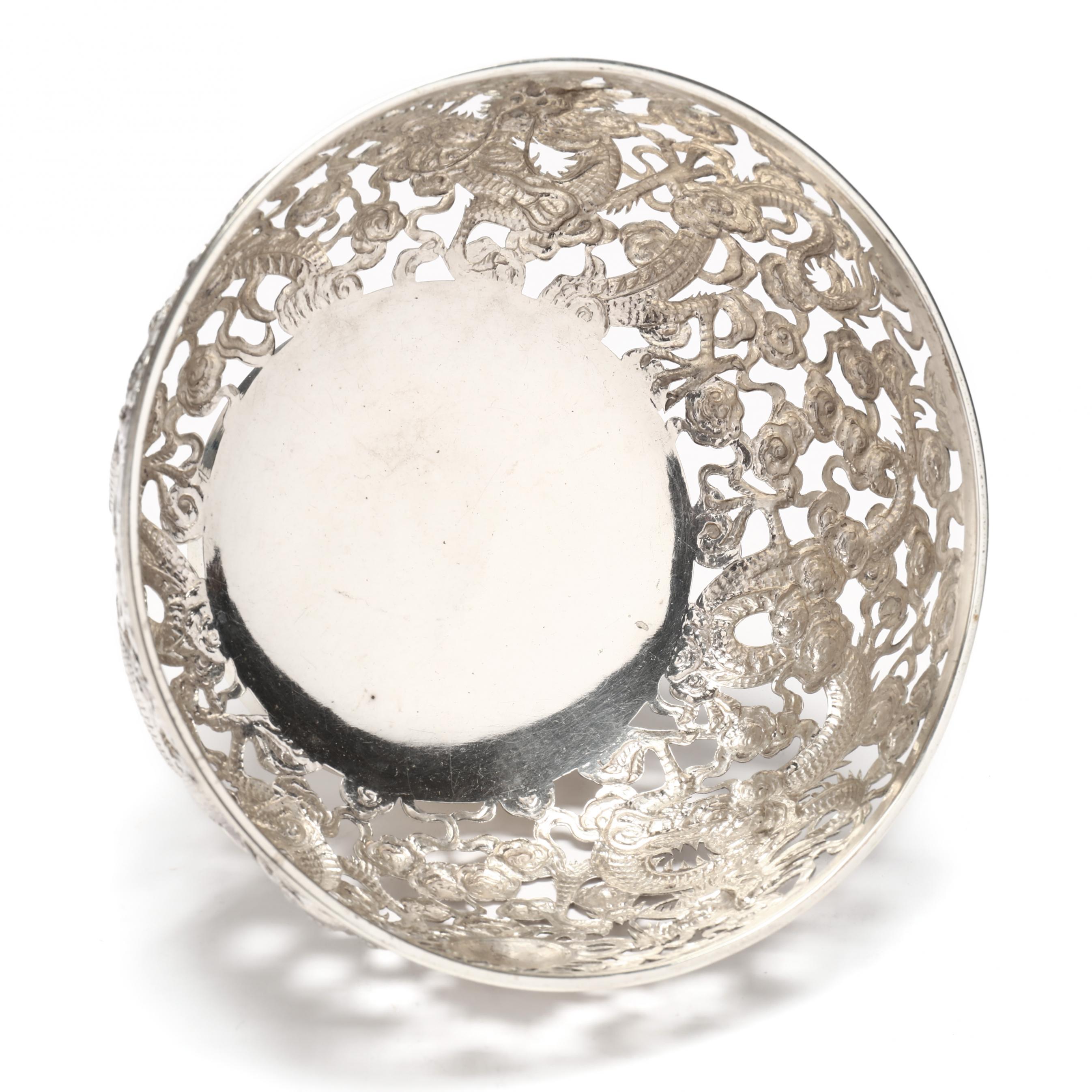 A Chinese Export Silver Dragon Bowl, Mark of Sing Fat and Wing Fat 