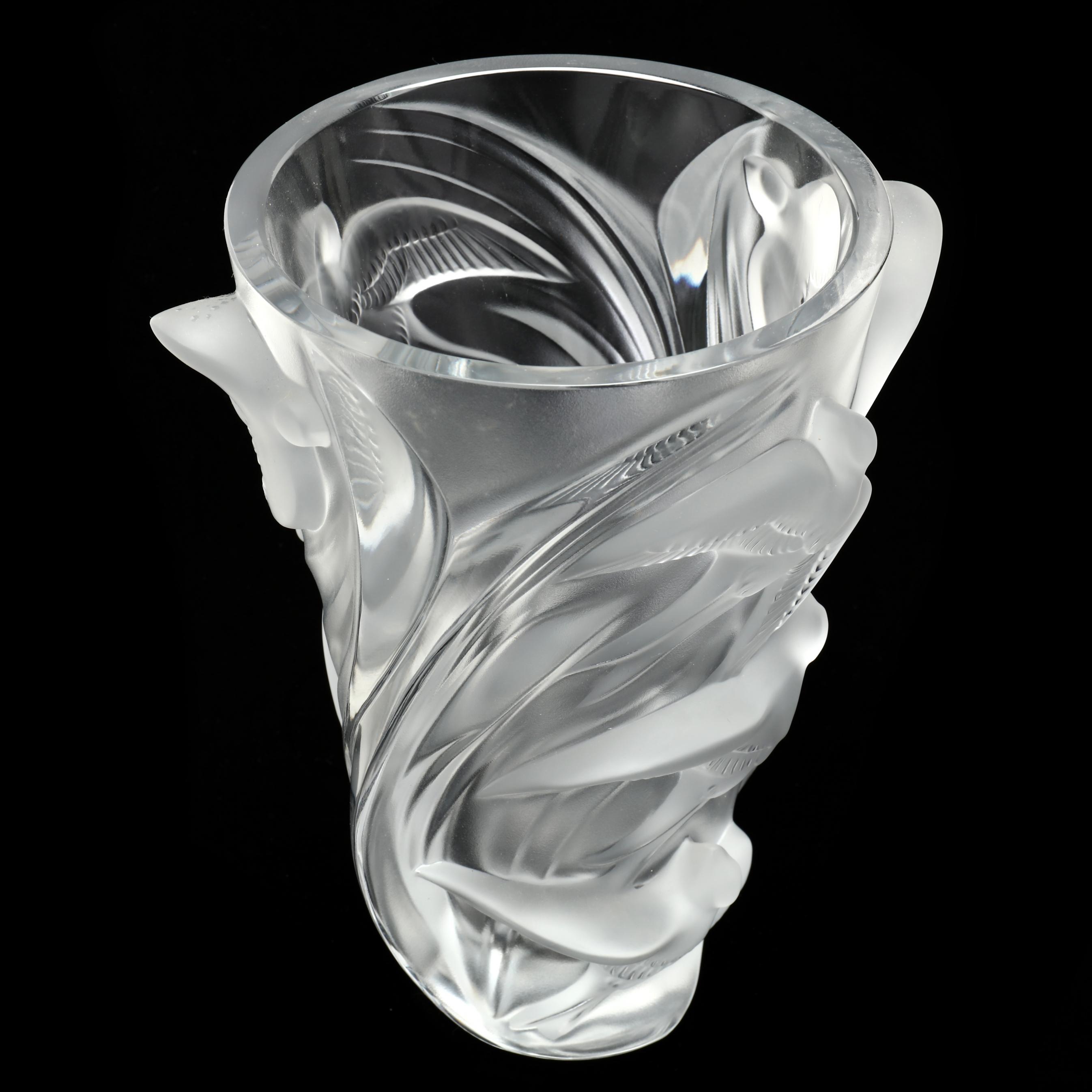 LALIQUE クリスタル皿 未使用品 ケースあり約40㎝ LALIQUE クリスタル