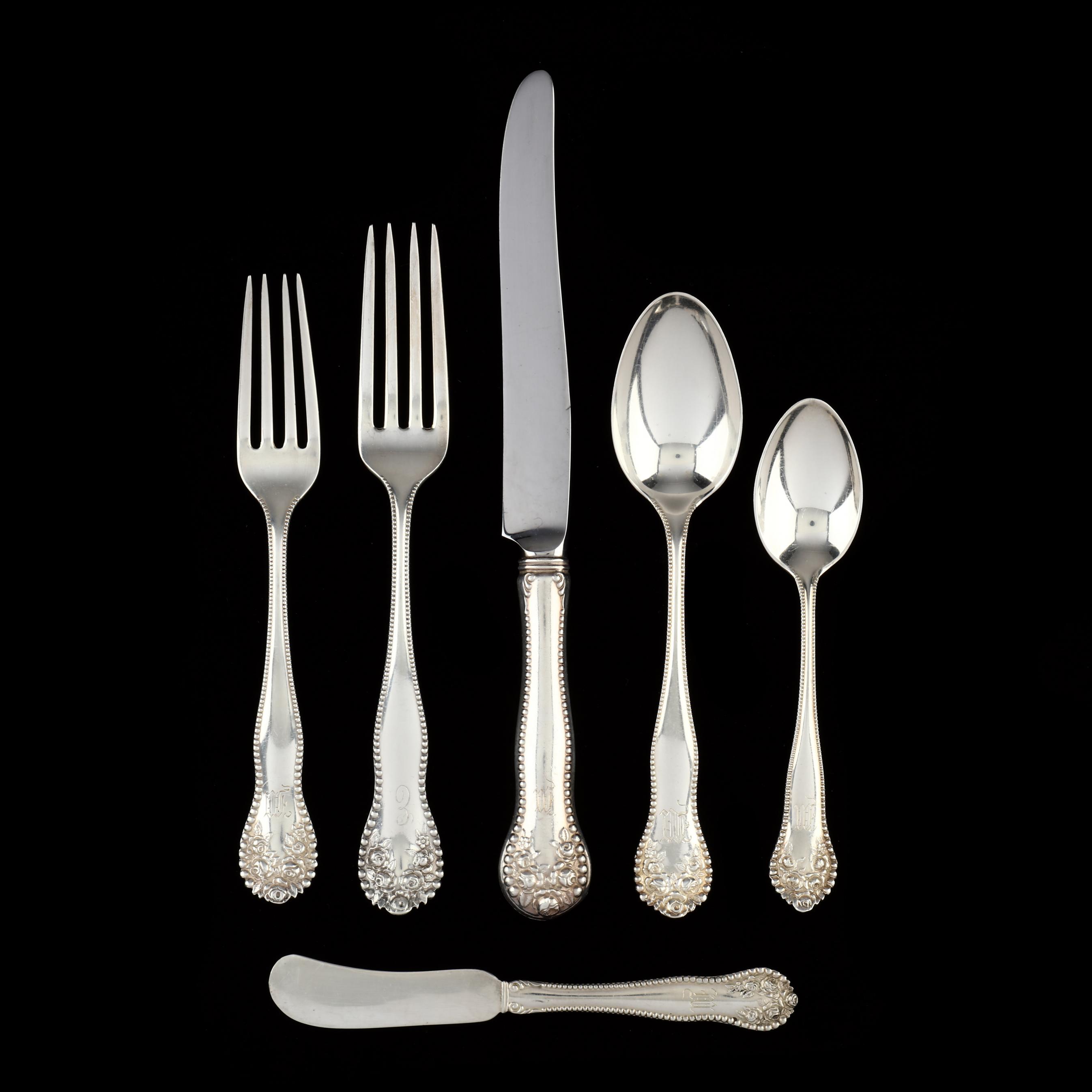 Gorham Lancaster Rose Sterling Silver Flatware Service (Lot 1308