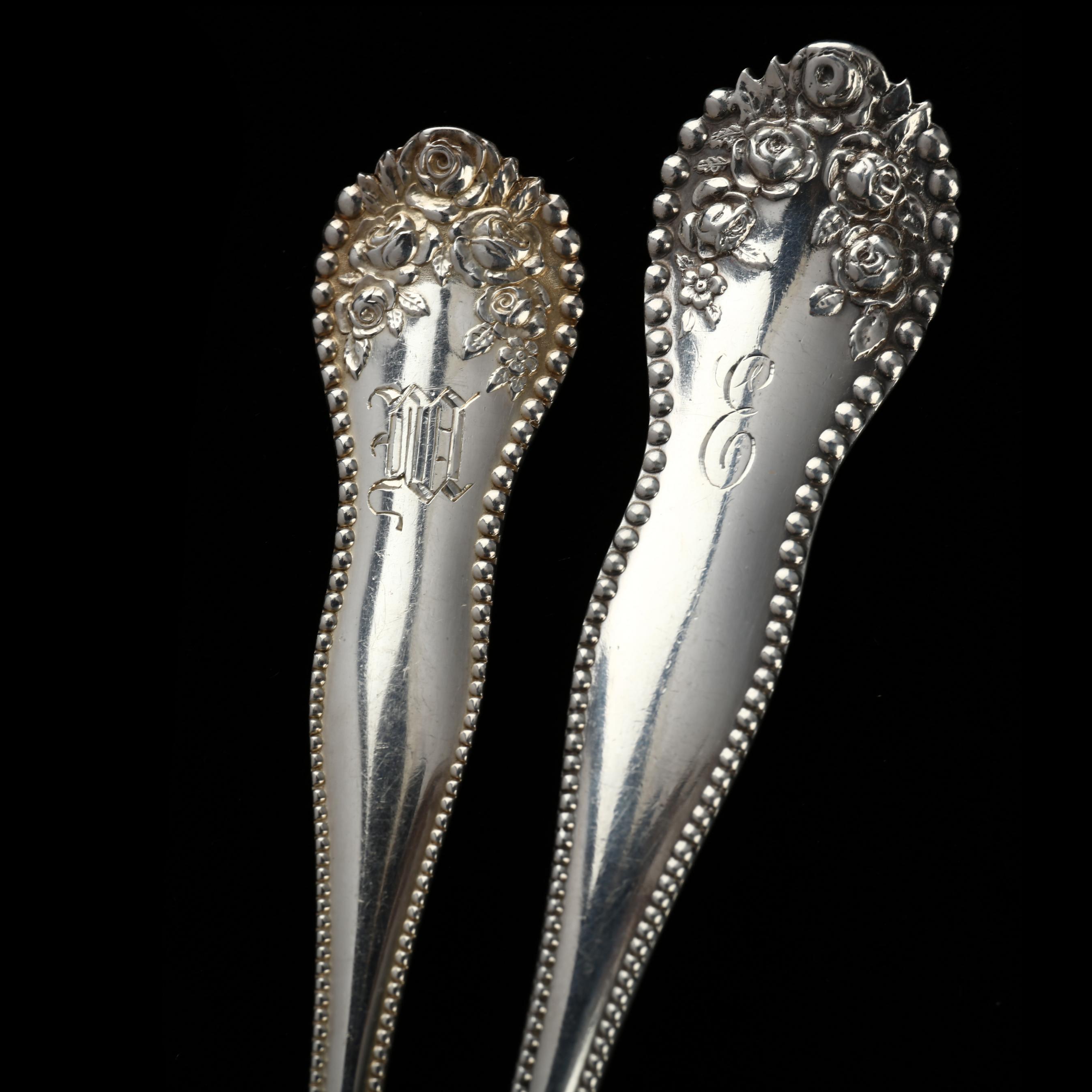   ROSE フォーク STERLING 925 銀製 Gorham Lancaster Rose Sterling Silver Flatware Service (Lot 1308