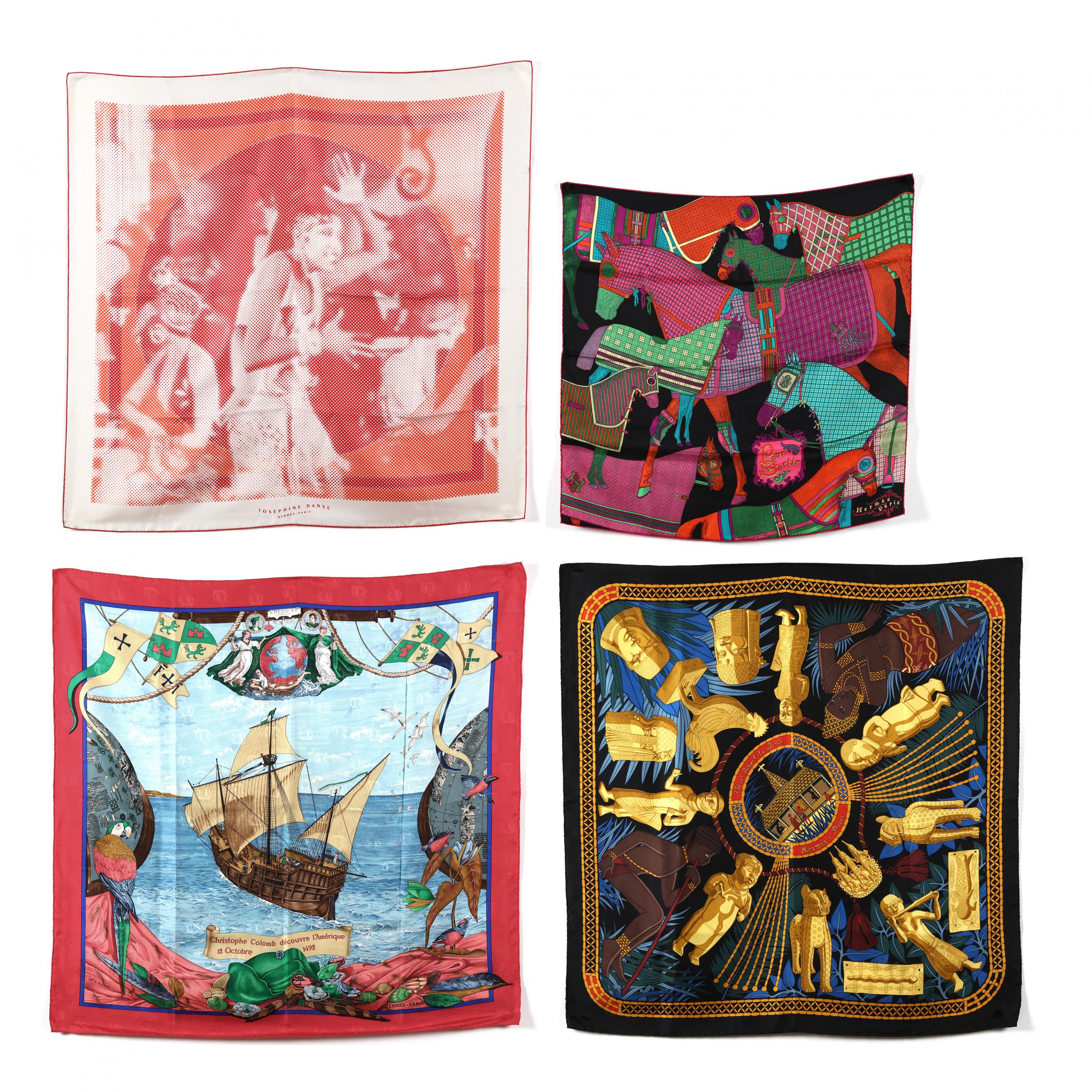 Four Hermes Silk Scarves (Lot 3043 - Luxury Accessories, Jewelry