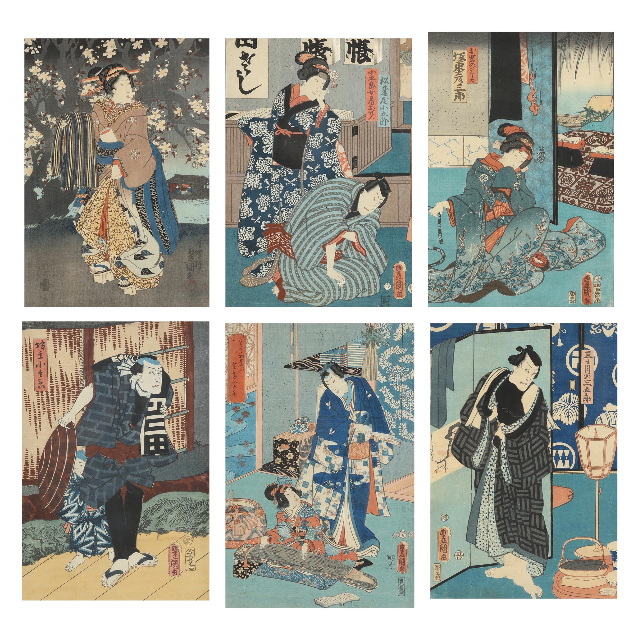 Utagawa Kunisada (Toyokuni III) (Japanese, 1786-1864), Group of Six Woodblock Prints (Lot 129 - New Year Estate AuctionJan 5, 2023, 9:00am) Utagawa Kunisada (Toyokuni III) (Japanese, 1786-1864), Group of Six Woodblock Prints (Lot 129 - New Year Estate AuctionJan 5, 2023, 9:00am)