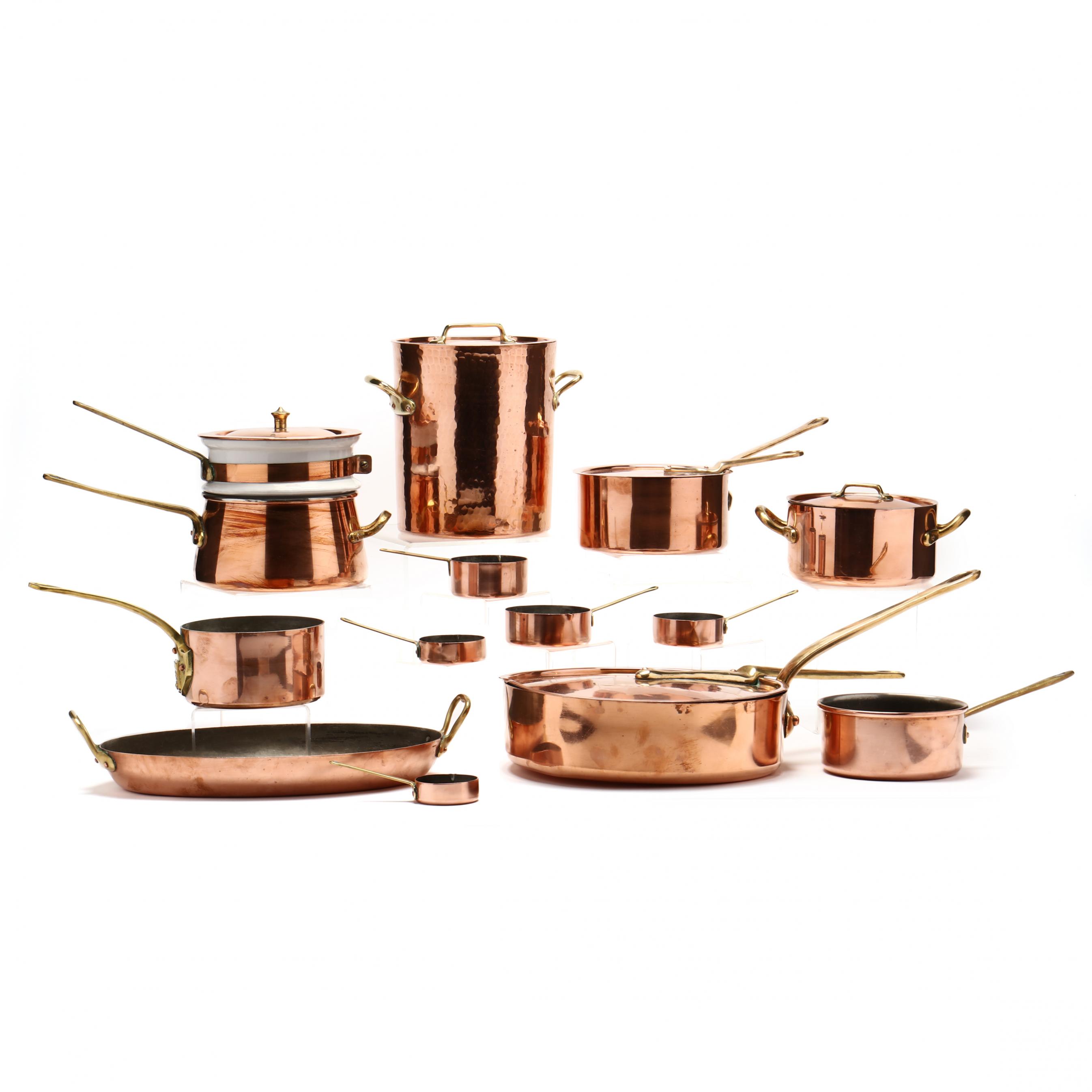 13) Vintage Copper Cookware Items, including Bazar Français (Lot