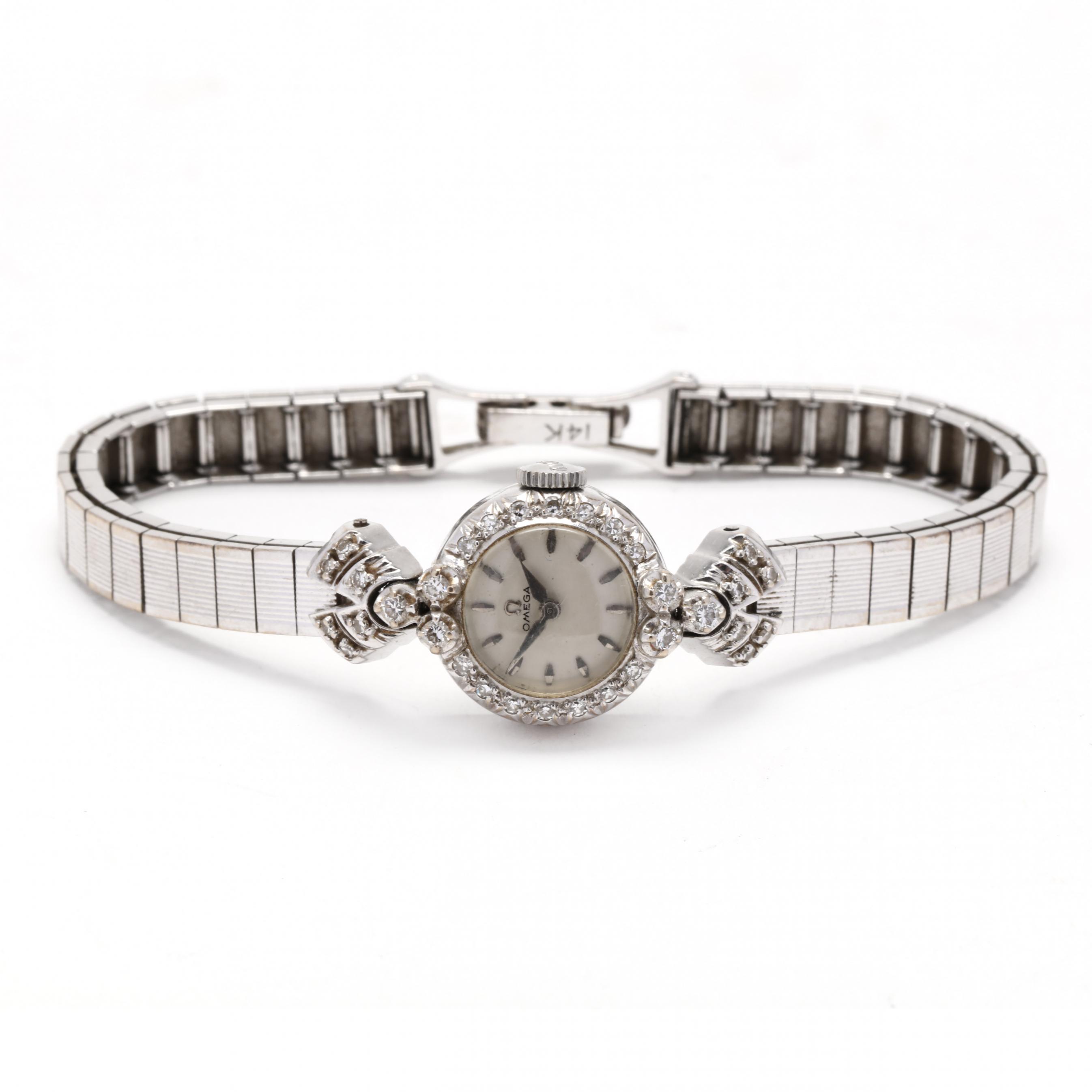 Lady's Vintage White Gold and Diamond Watch, Omega (Lot 2027