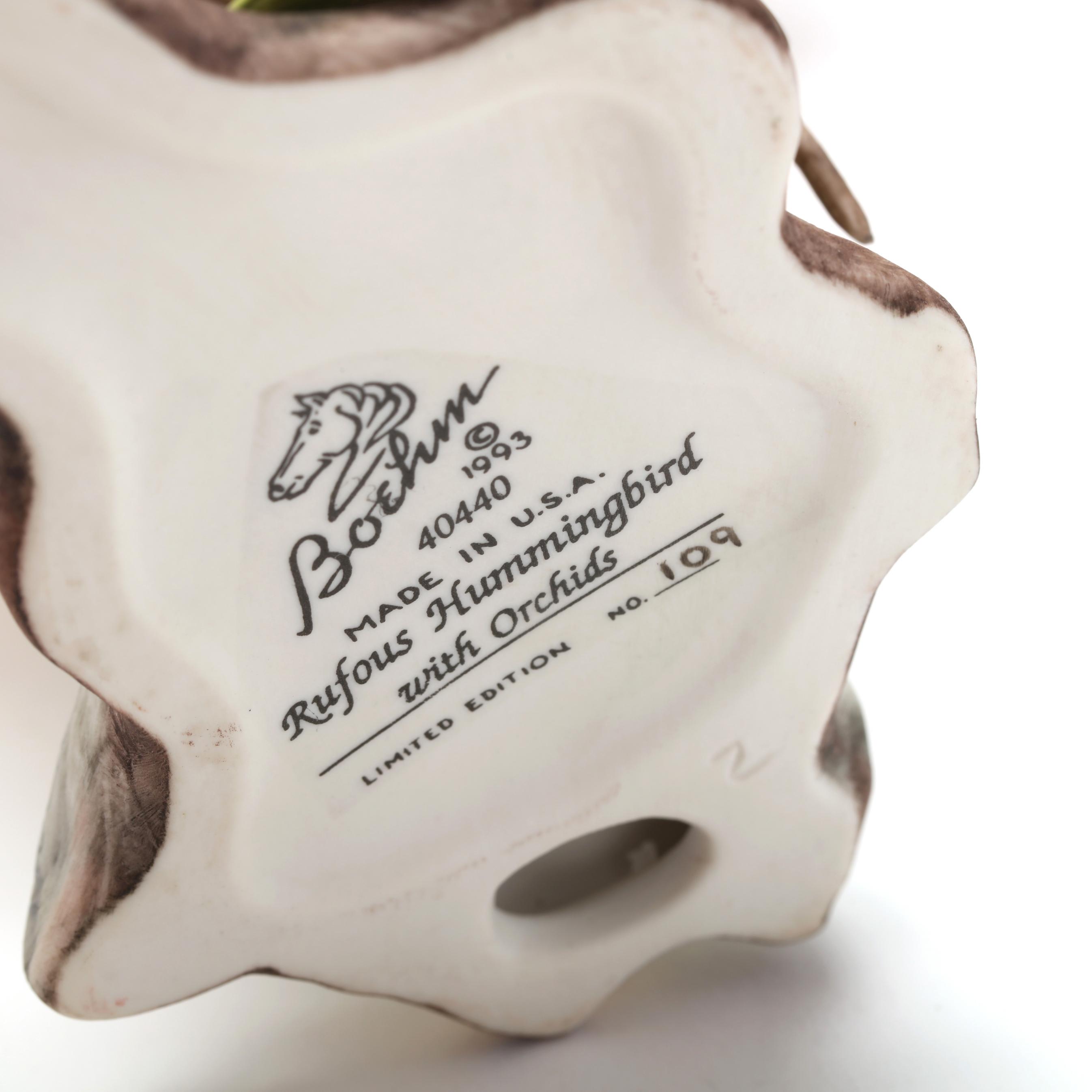 Boehm Porcelain, Rufus Hummingbirds with Orchids (Lot 1298