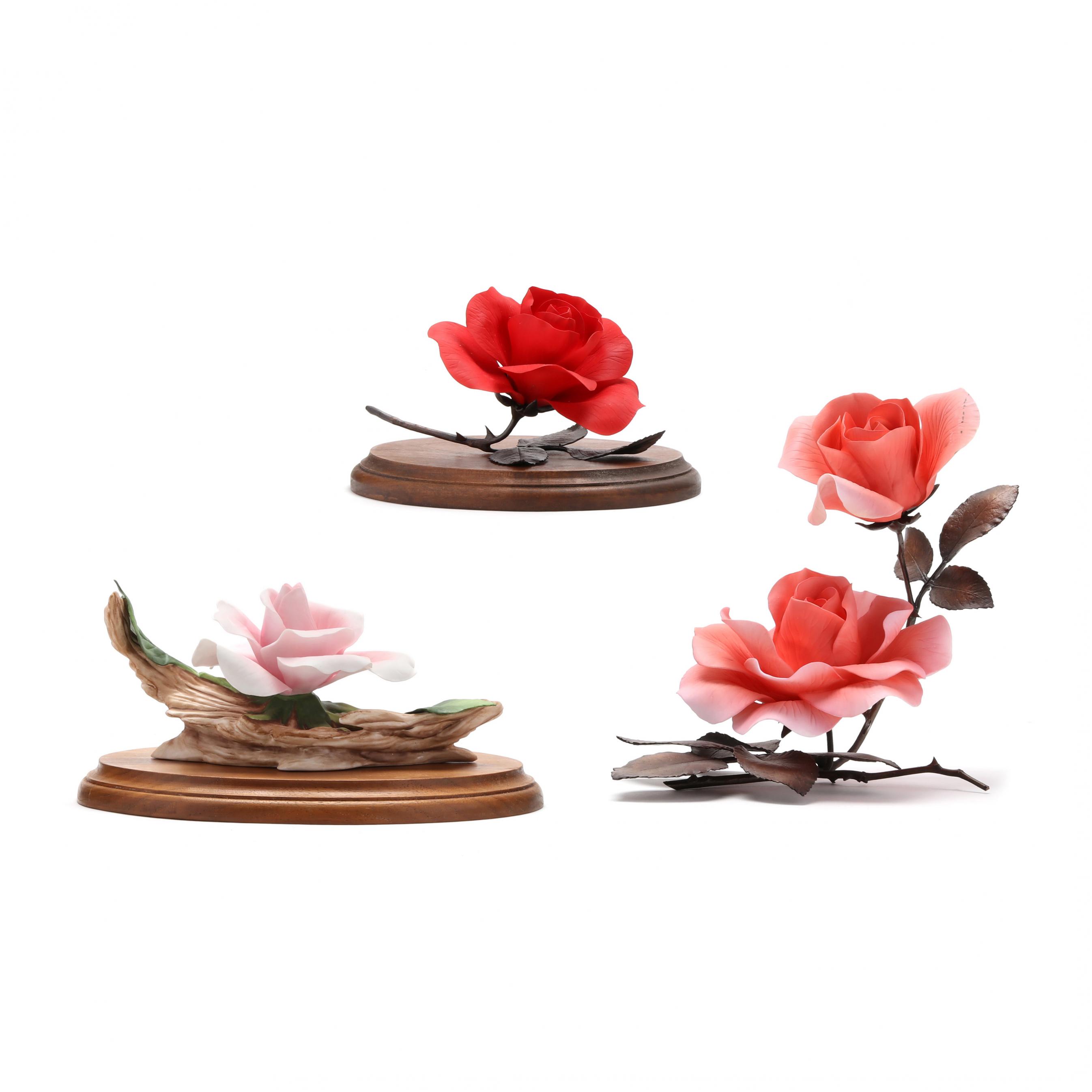 Boehm Porcelain, Three Rose Sculptures (Lot 1300 - Winter Estate