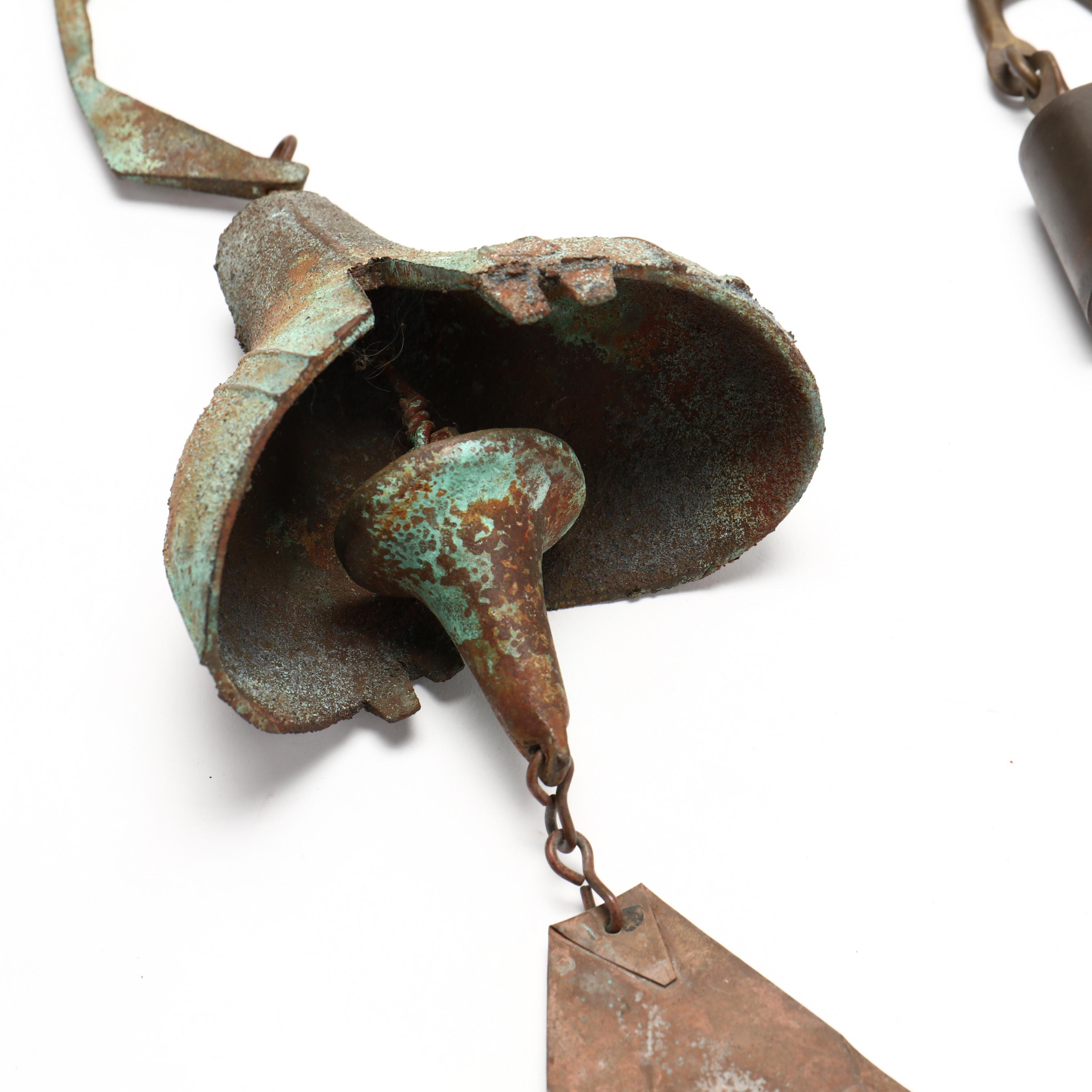 Two Modernist Bronze Windbells, including Paolo Soleri and Richard