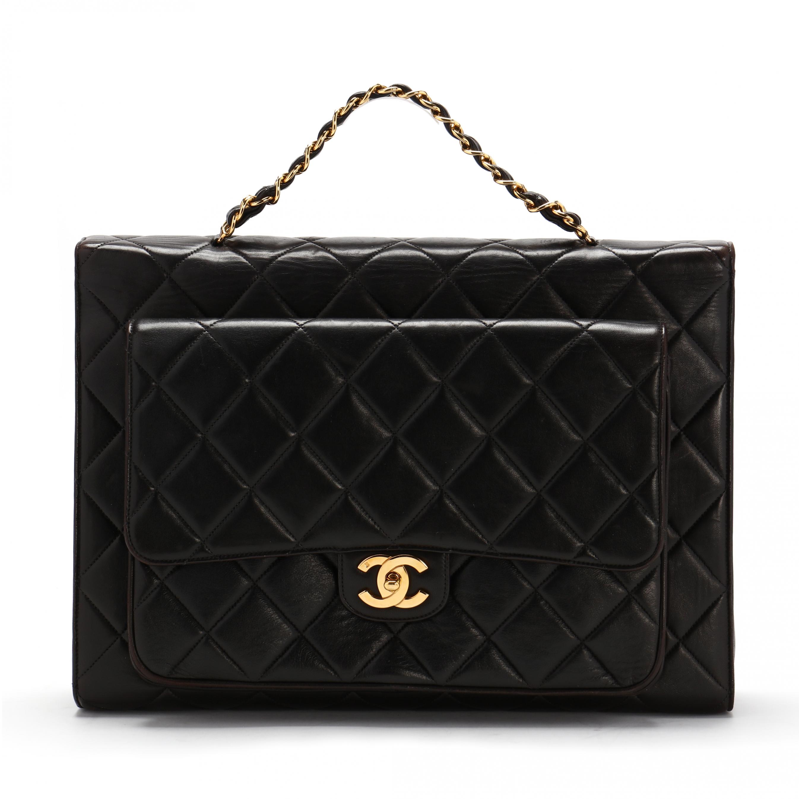 Chanel Vintage Quilted Black Jumbo Briefcase (Lot 3013 - Luxury