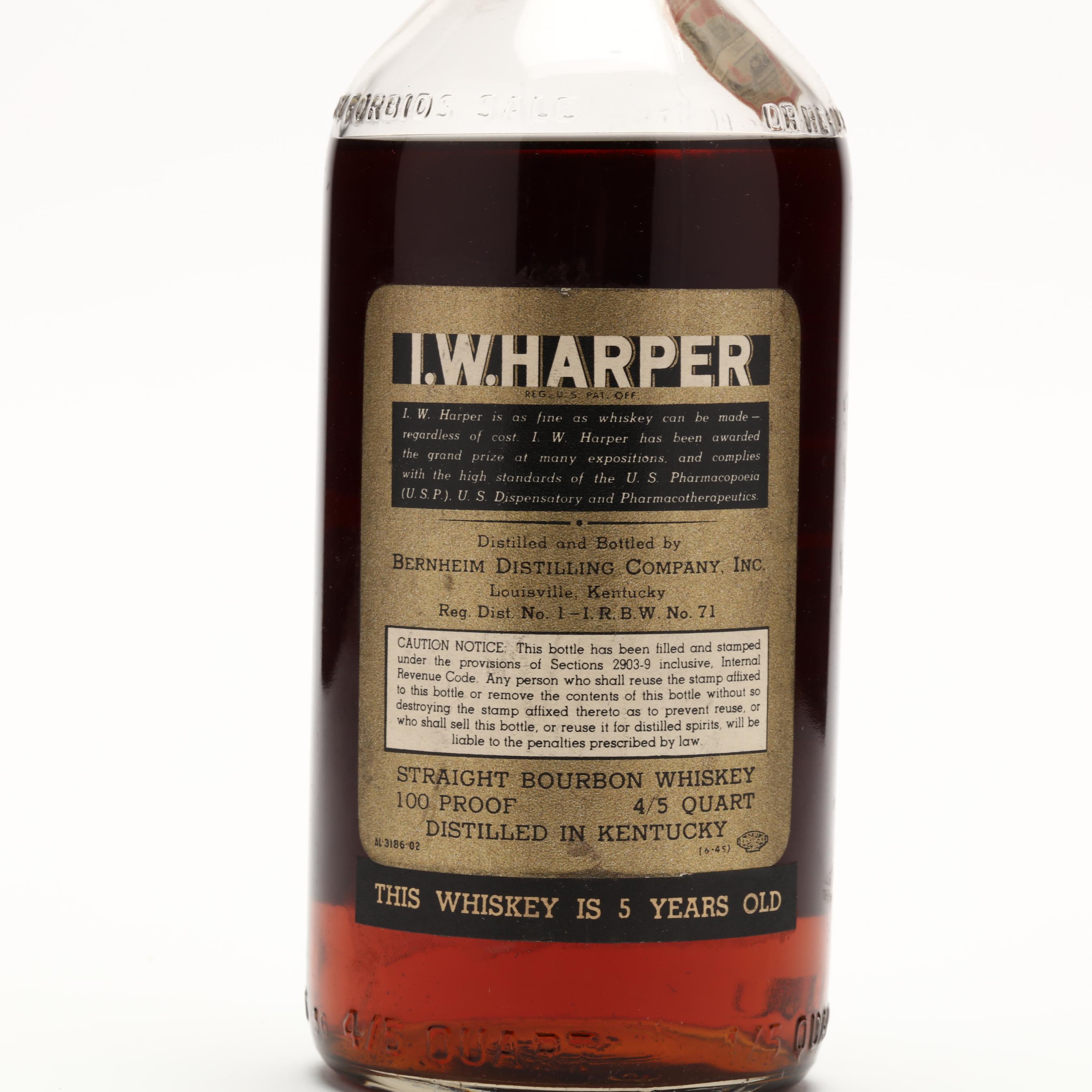 I.W. Harper Bourbon Whiskey (Lot 1154 - Rare SpiritsMar 10