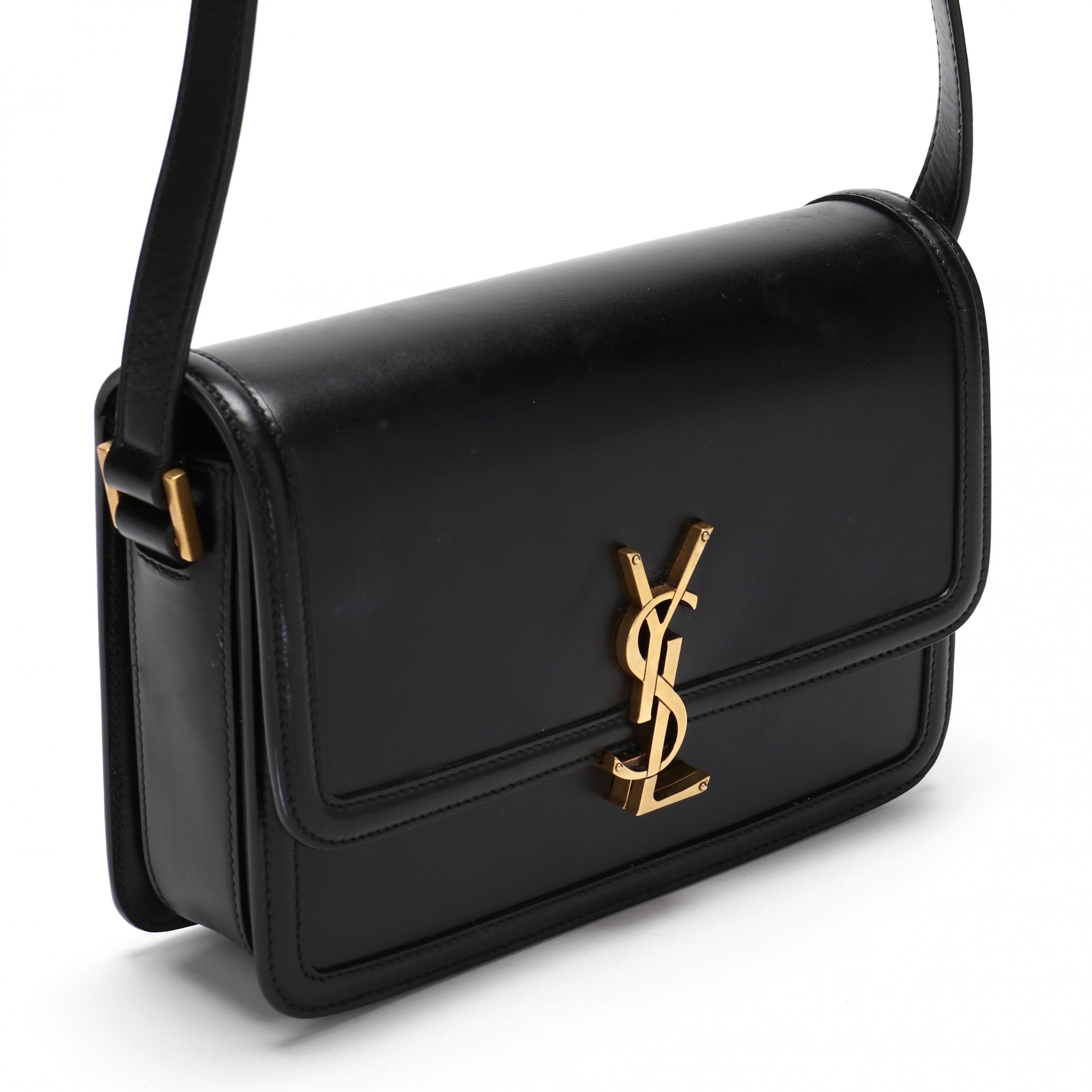 Saint Laurent (YSL) Black Leather Shoulder Bag Solferino
