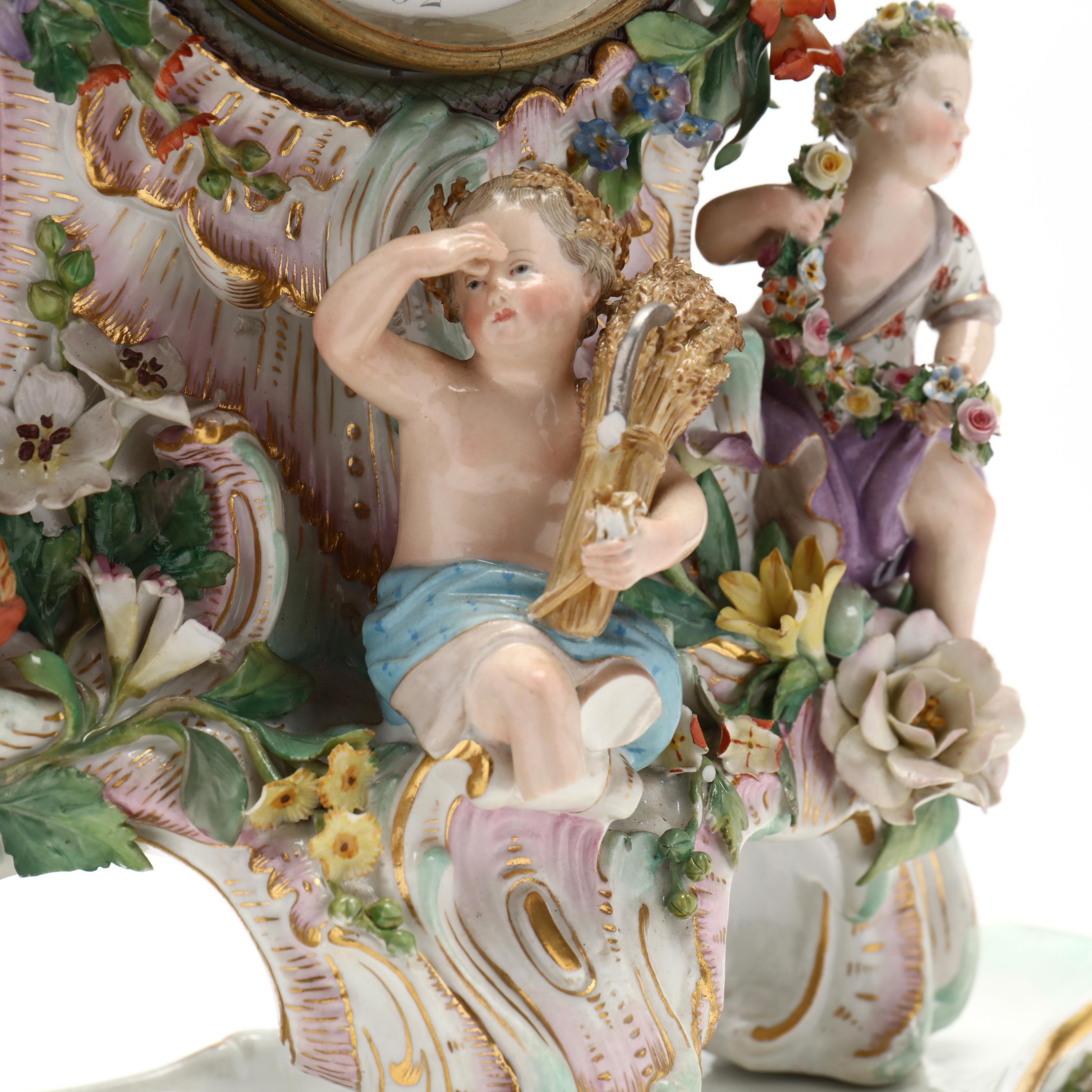 Meissen Porcelain Bracket Clock Figuring the Four Seasons (Lot