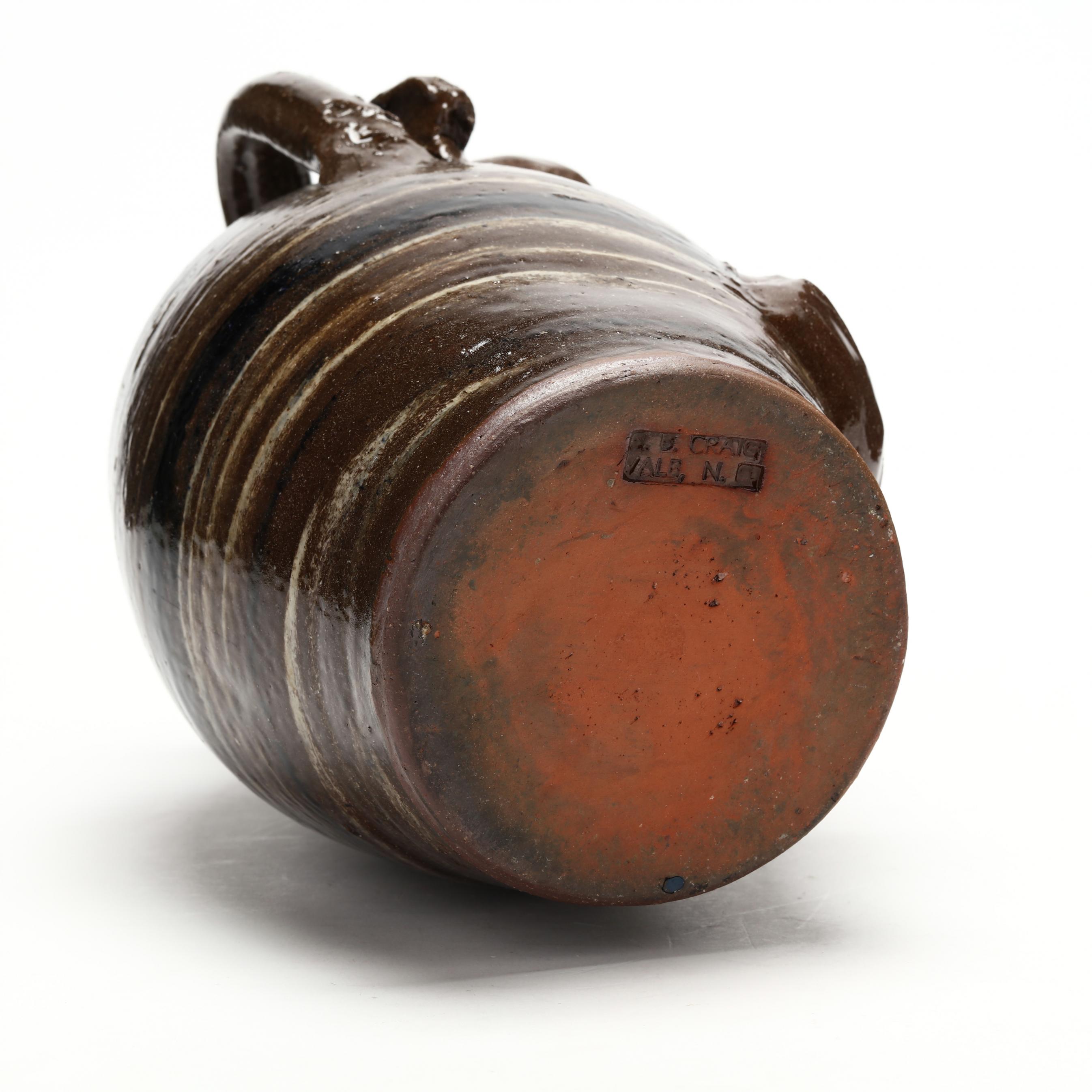 Burlon Craig (1914-2002, Lincoln County, NC), Swirl Clay Face Jug