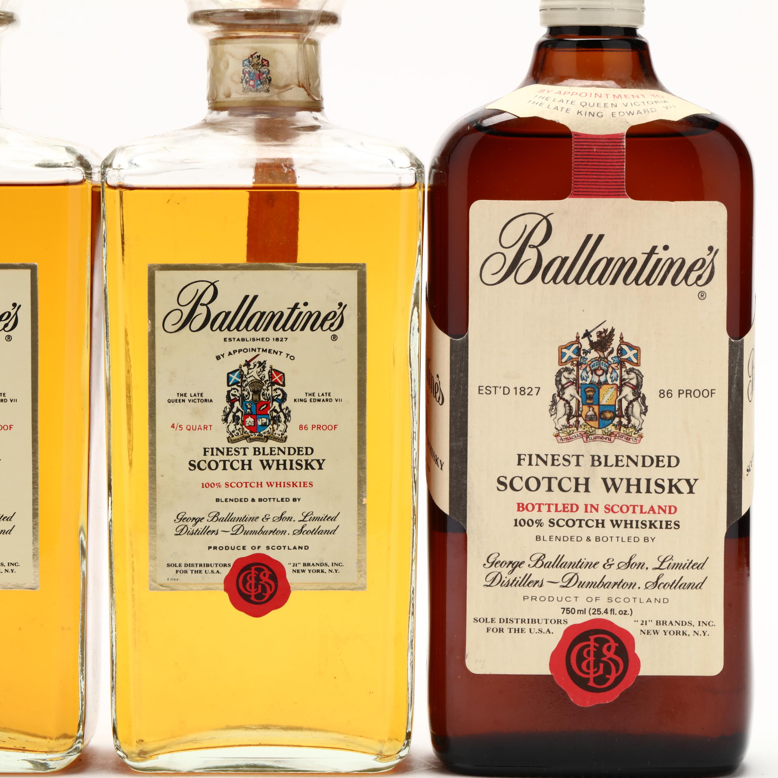 Ballantines Finest 1970s 4/5 Quart Scotch Whisky - 86 Proof