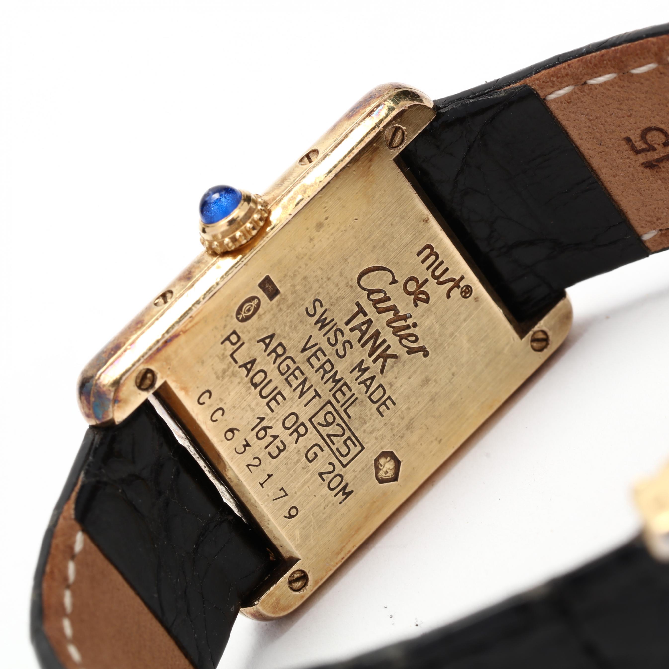 Gold Plated Tank Watch, must de Cartier (Lot 3271 - Luxury