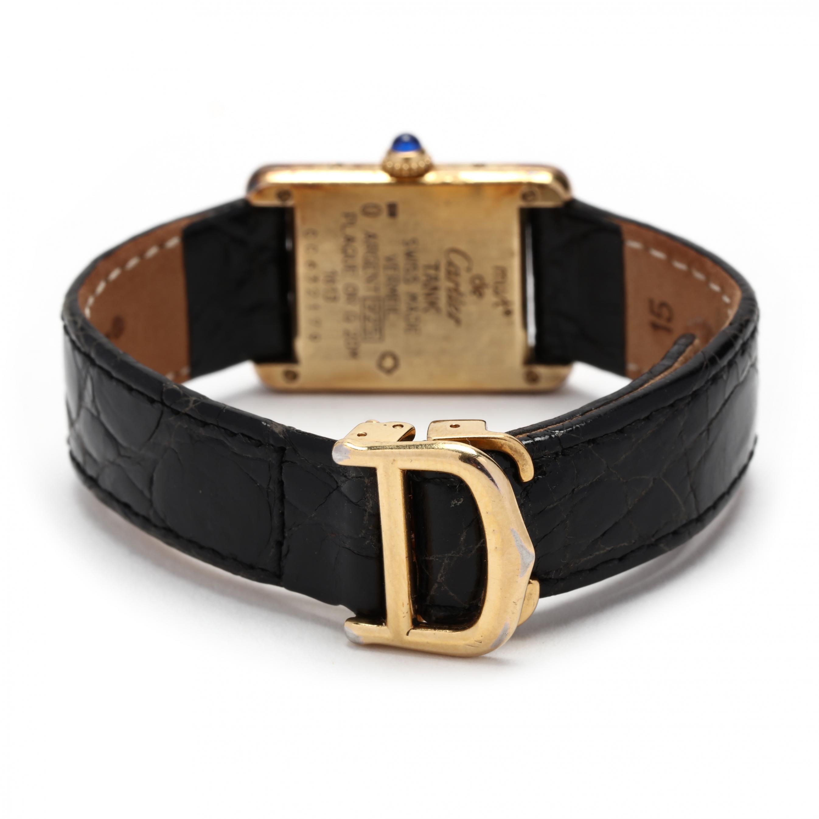 Gold Plated Tank Watch, must de Cartier (Lot 3271 - Luxury