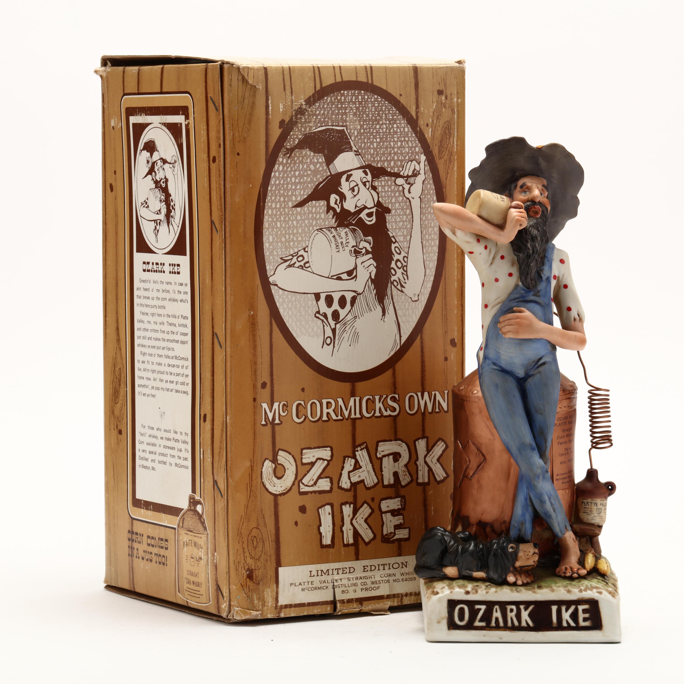 McCormick Corn Whiskey in Ozark Ike Platte Valley Decanter (Lot 