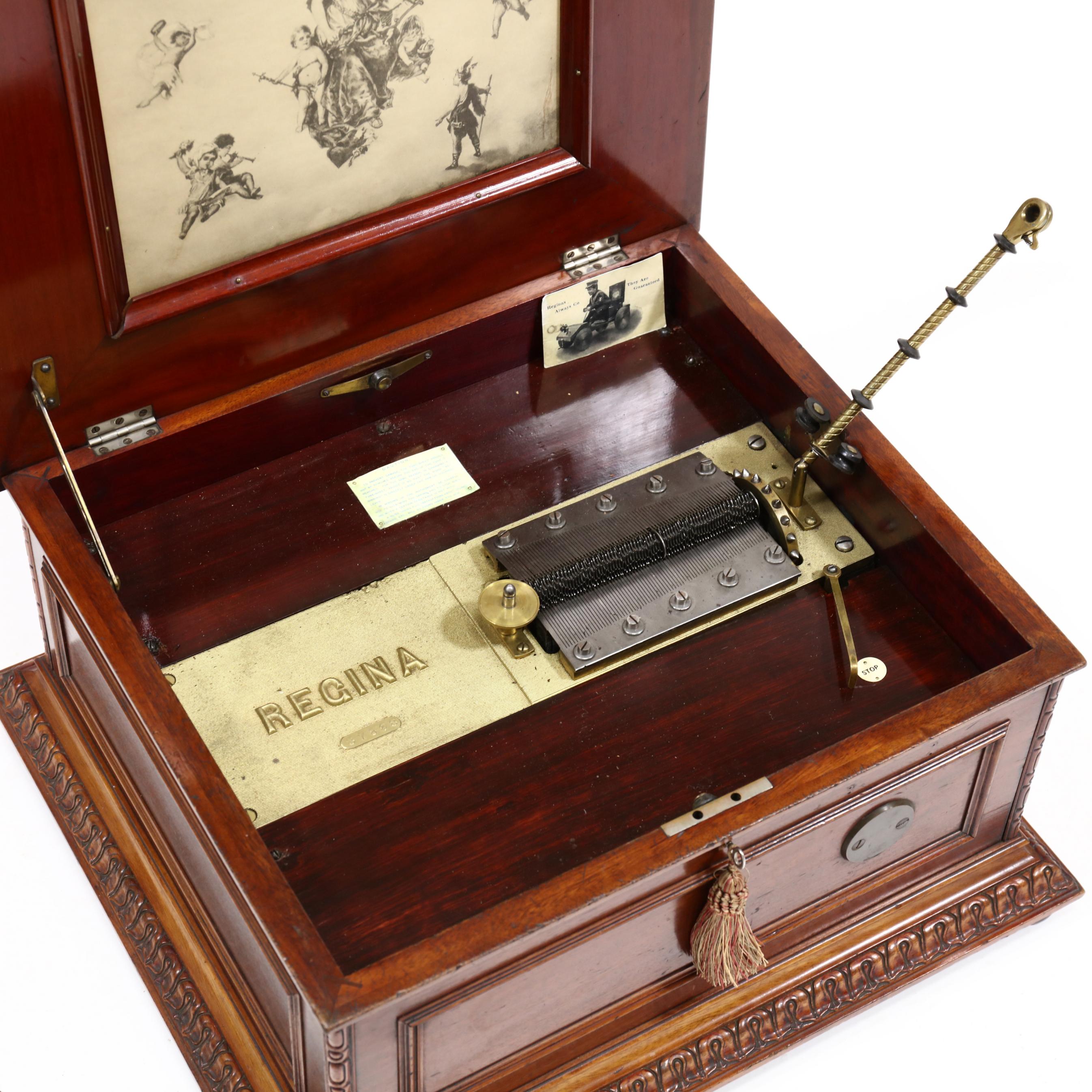 Regina 15-1/2 in. Double-Comb Music Box and (48) Discs (Lot 1333