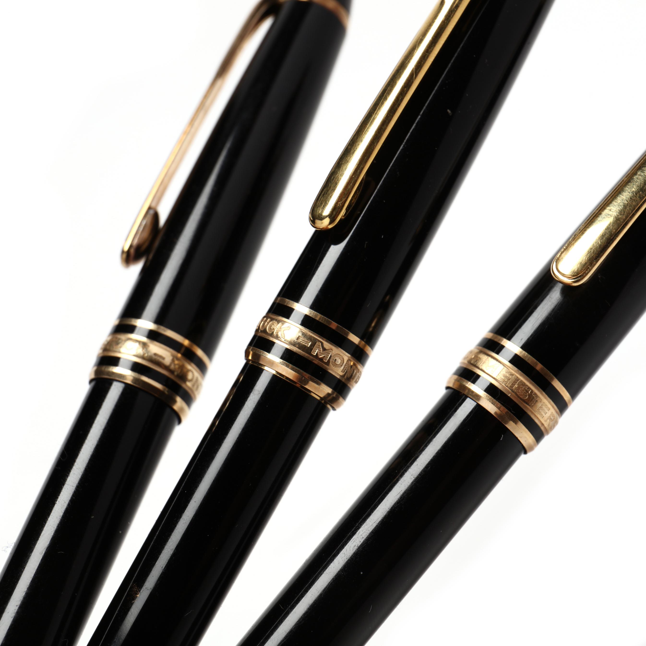 Six Montblanc Meisterstuck Writing Instruments with Display Case