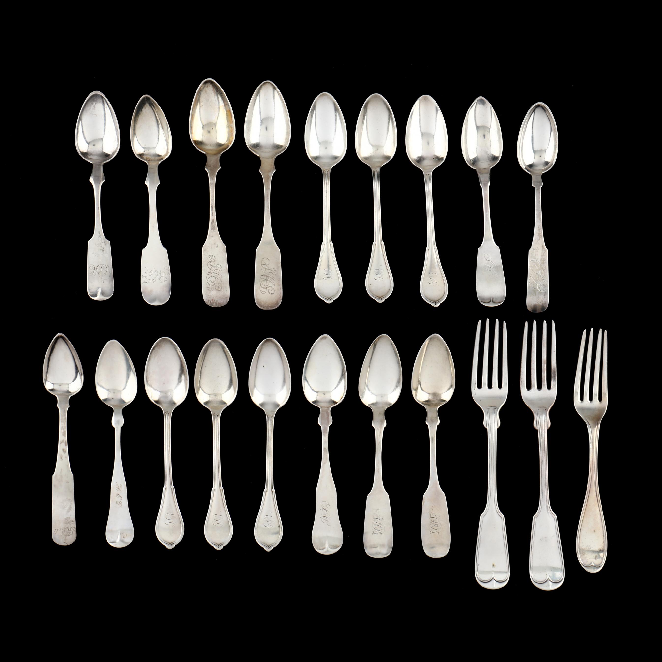 Collection of Assorted Coin Silver Flatware (Lot 3382 - Luxury